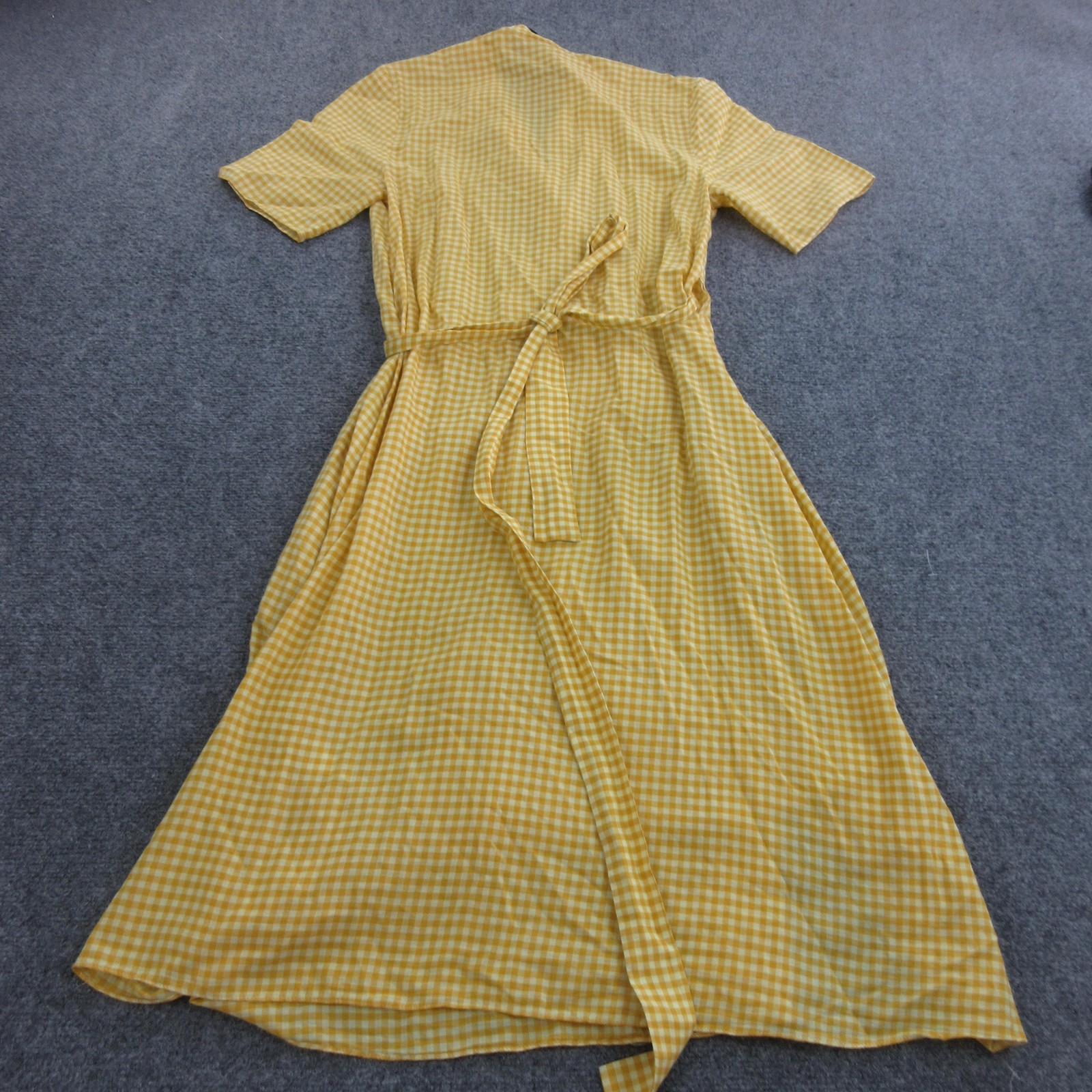 PS Paul Smith Dress Womens 38 Yellow Cotton Gingham Wrap Midi V Neck Belted