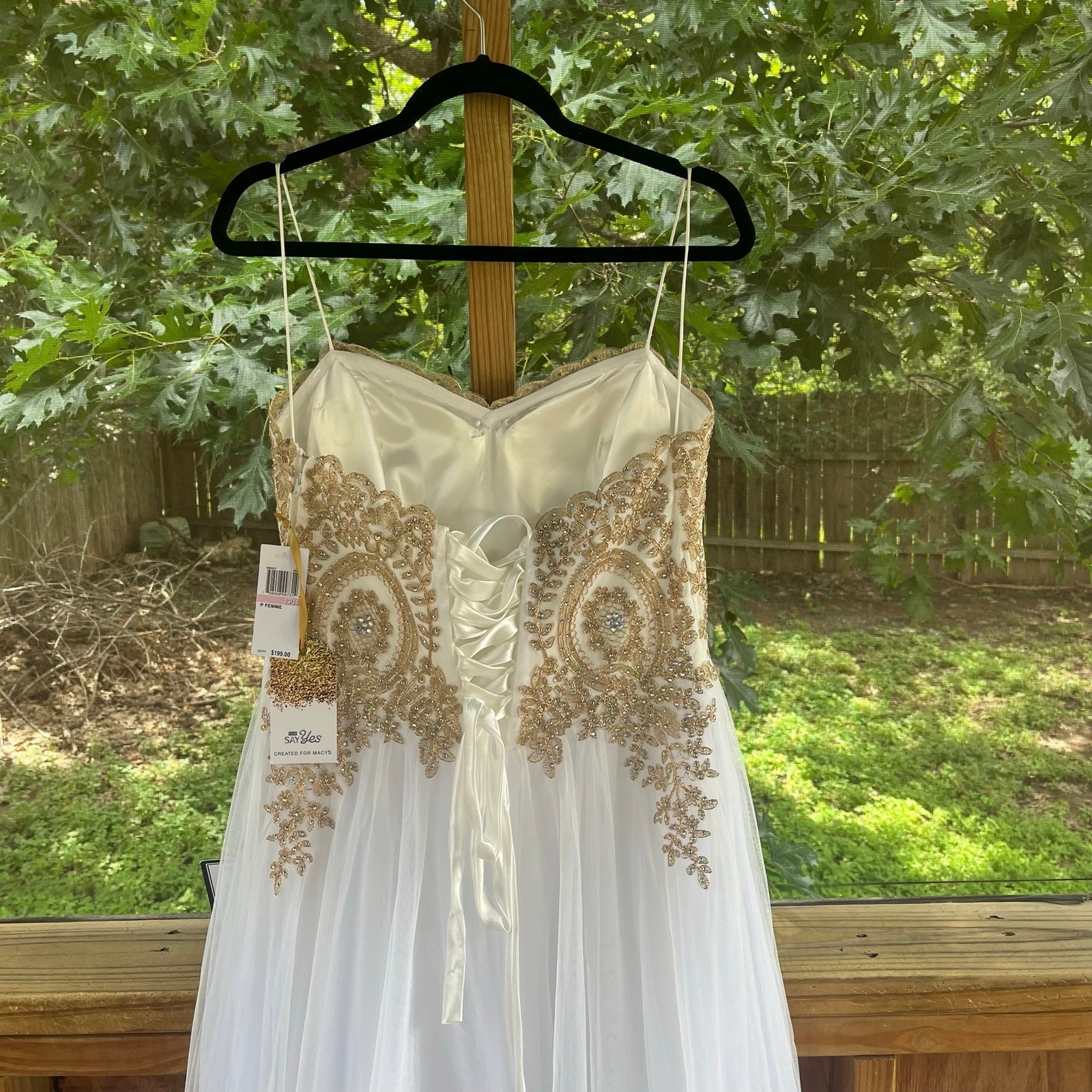 TLC Say Yes White And Gold Beaded Ball Gown Wedding Dress Prom Size 13/14. NEW!