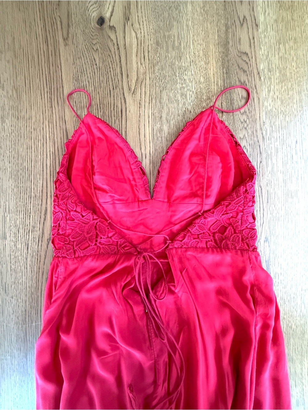 The Jetset Diaries Private Beach Maxi Dress Red Lace Slit Size L NWT