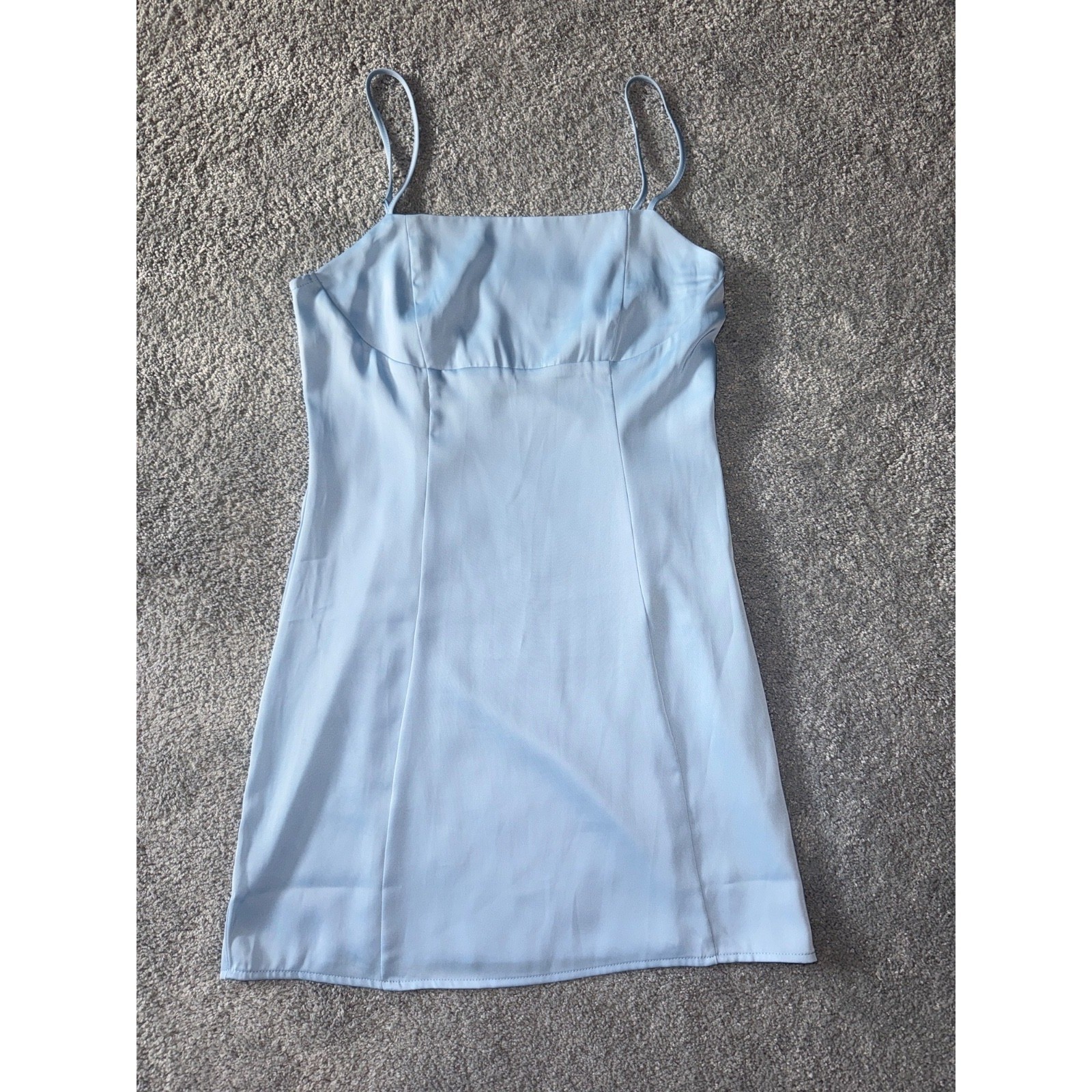 FOREVER 21 LIGHT BLUE SQUARE NECK STRETCHY SLEEVELESS WOMEN’S CAMI DRESS Small