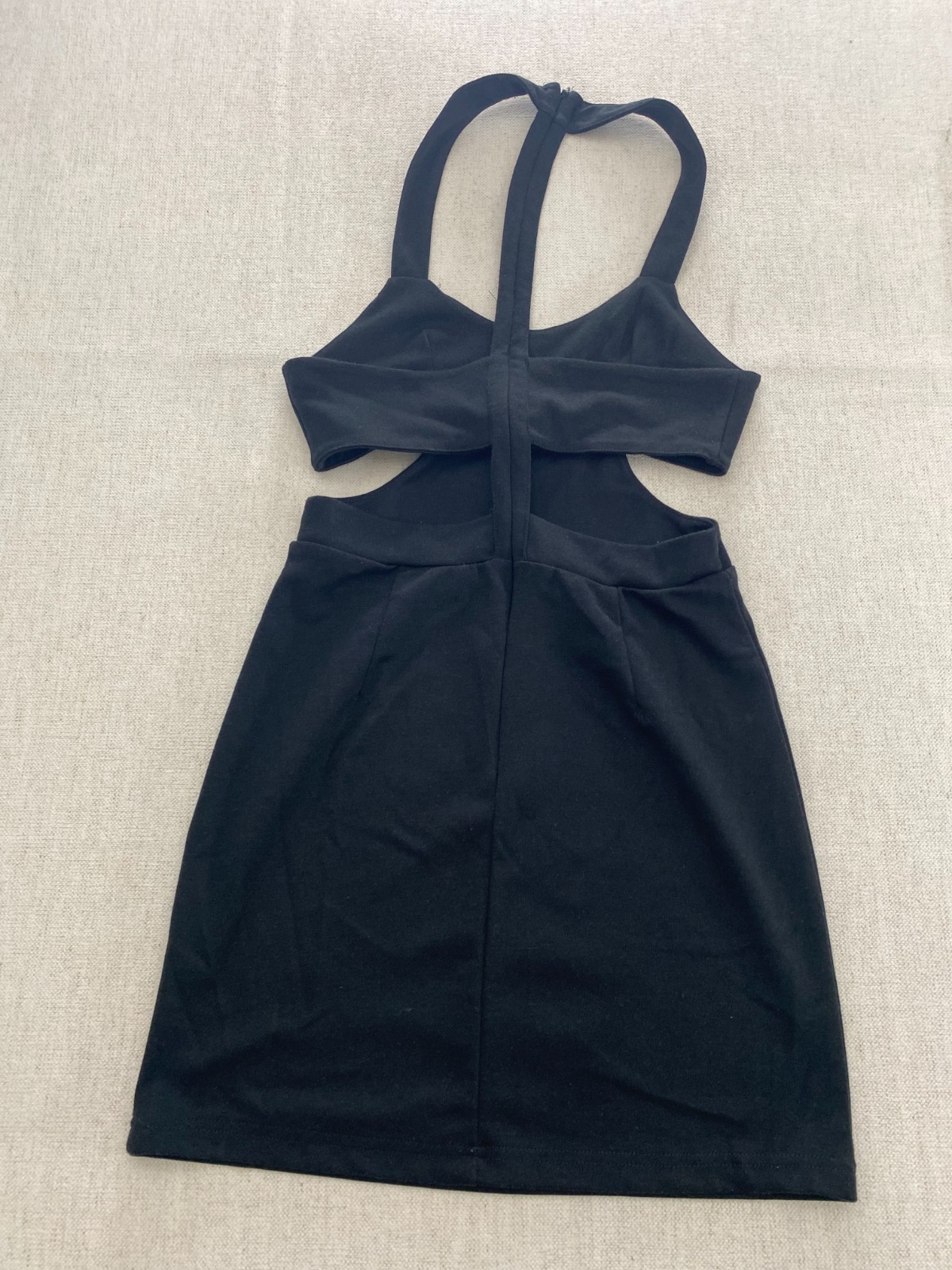 Dress Womens Small Black Cutout Bodycon Halter Neck Back Zipper Closure