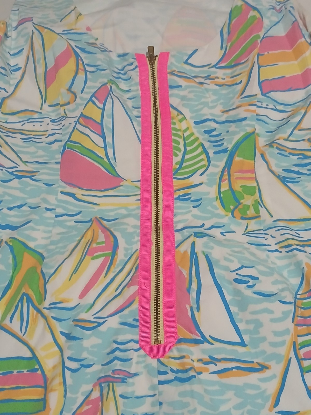 Lilly Pulitzer You Gotta Regatta Delia Shift Dress Sailboat Exposed Zipper Sz 2
