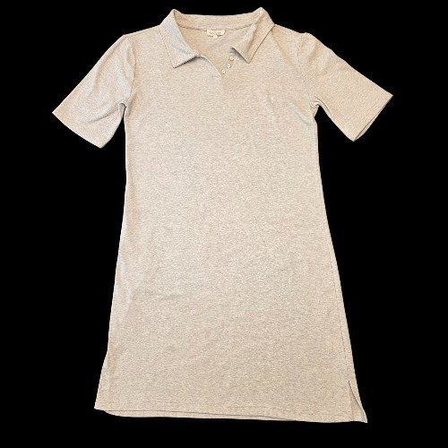 Roolee Womens Oatmeal Heather Polo Tie Waist Short Sleeve Dress Womens L Office