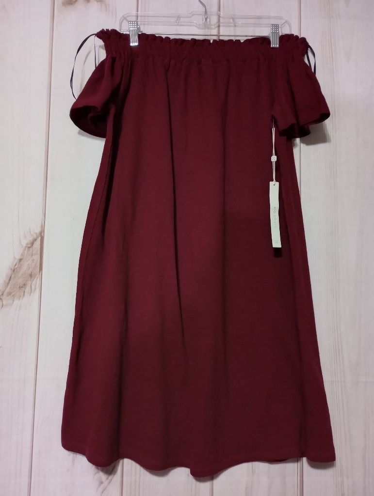 Caslon Dress Ladies Small Maroon Off Shoulder