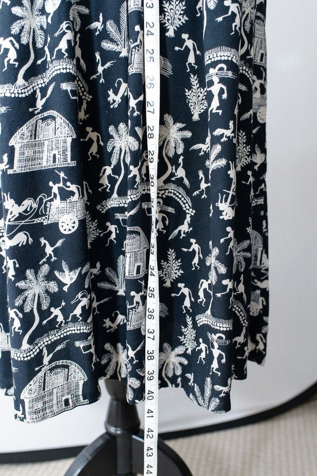 Primitives Dress Small black print maxi palms birds animals lagenlook artsy boho