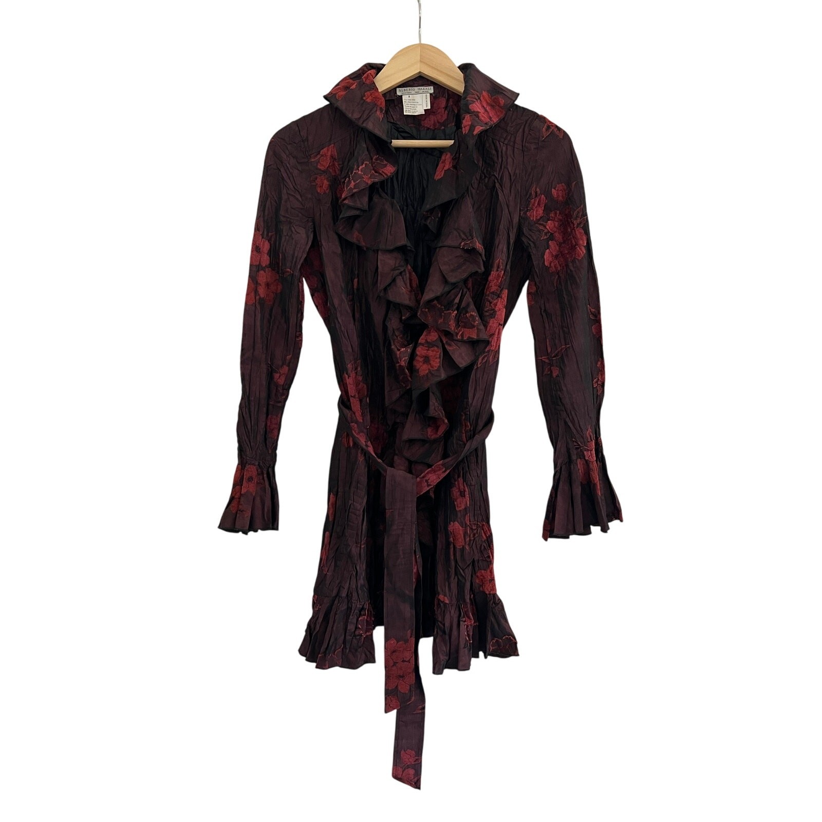 Alberto Makali Crushed Velvet Burnout Floral Mini Dress Small Whimsygoth Artsy