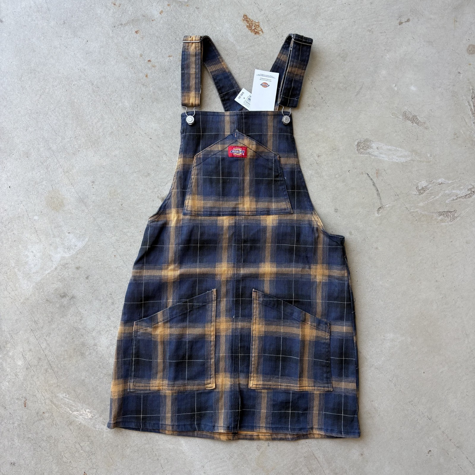 Dickies Overall Dress NWT Womens Medium Plaid Pinafore Jumper Skate Streetwear