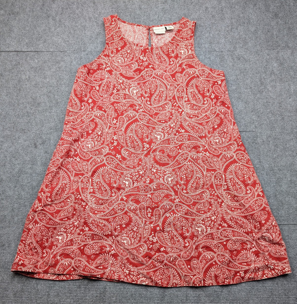 Rachel Zoe Linen Shift Dress Womens Medium Red Paisley Coastal Cowgirl Retro Mod