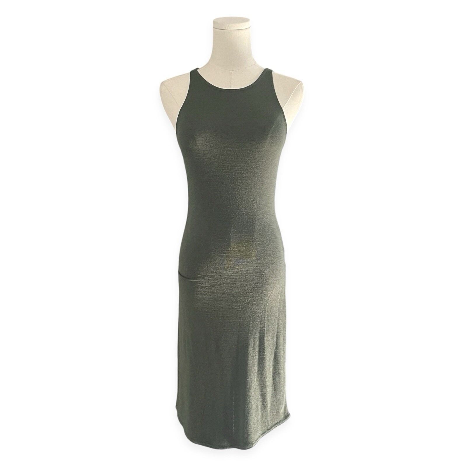 Wilfred Free Aritzia NWT Chrissy Sagesse Knit Tank Dress XS Green Midi Stretch