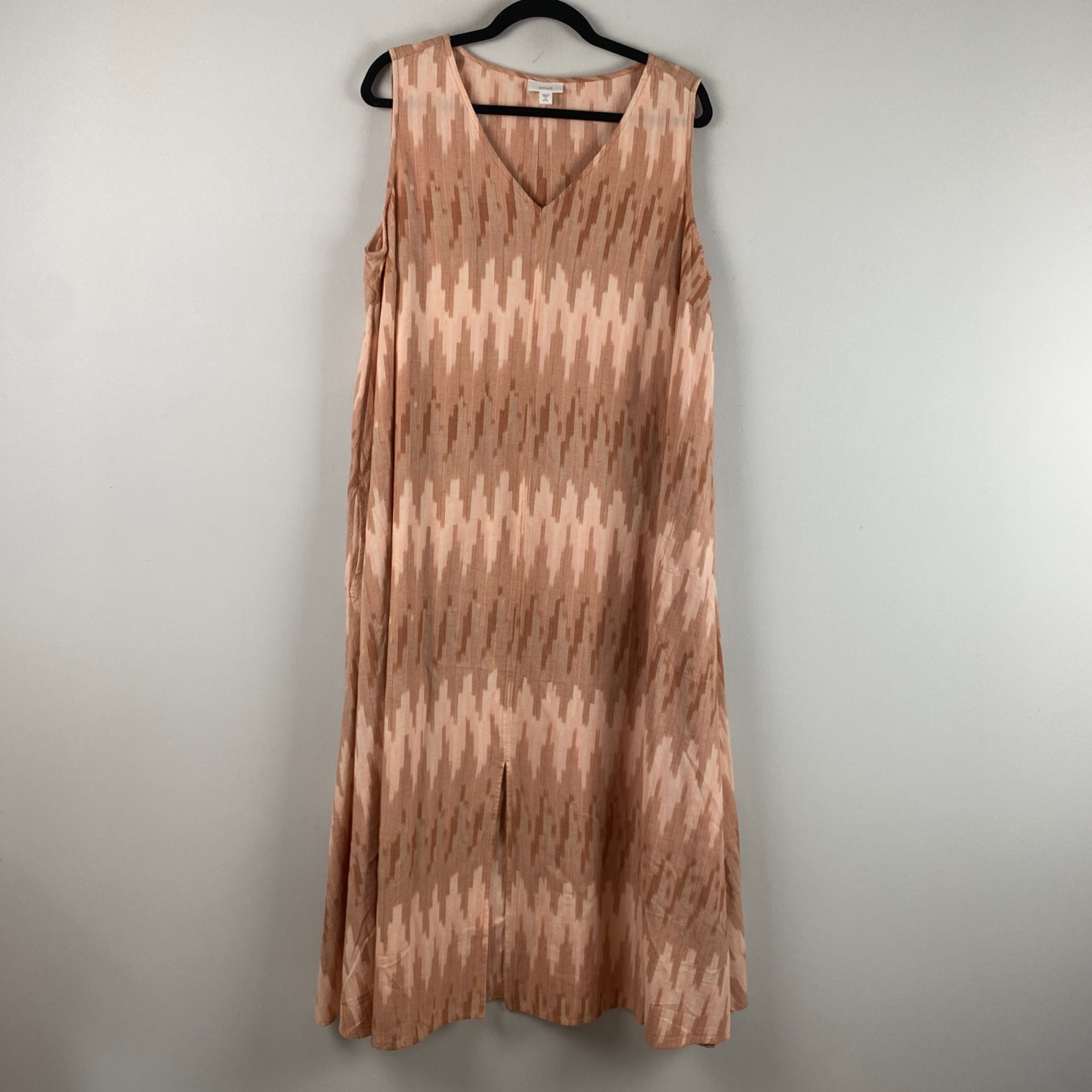 J. Jill Pure Ikat V-Neck Sleeveless Maxi Dress Size XL Petite Pockets Cotton