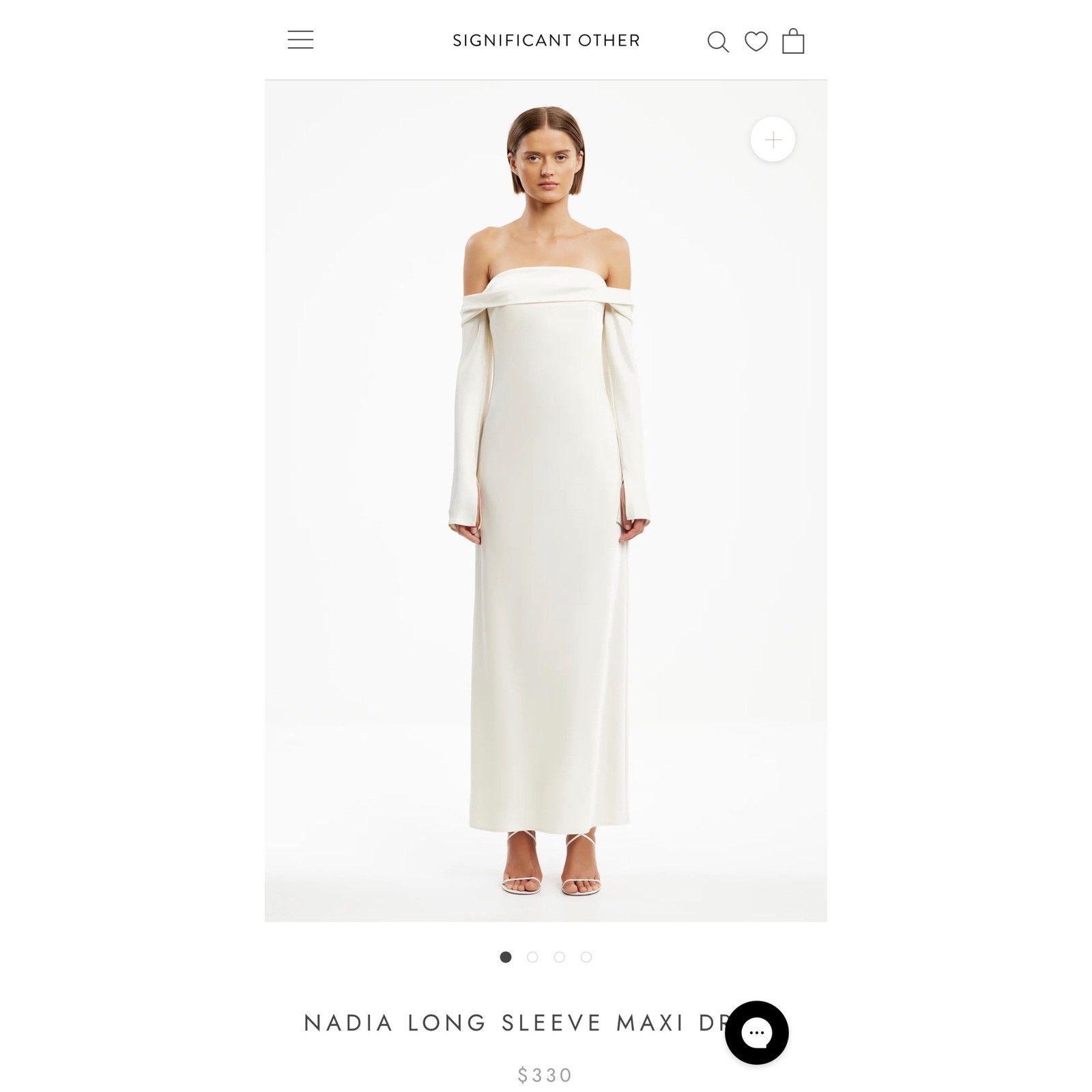 Significant Other Nadia Long Sleeve Maxi Dress Ecru Off Shoulder Gown US 2