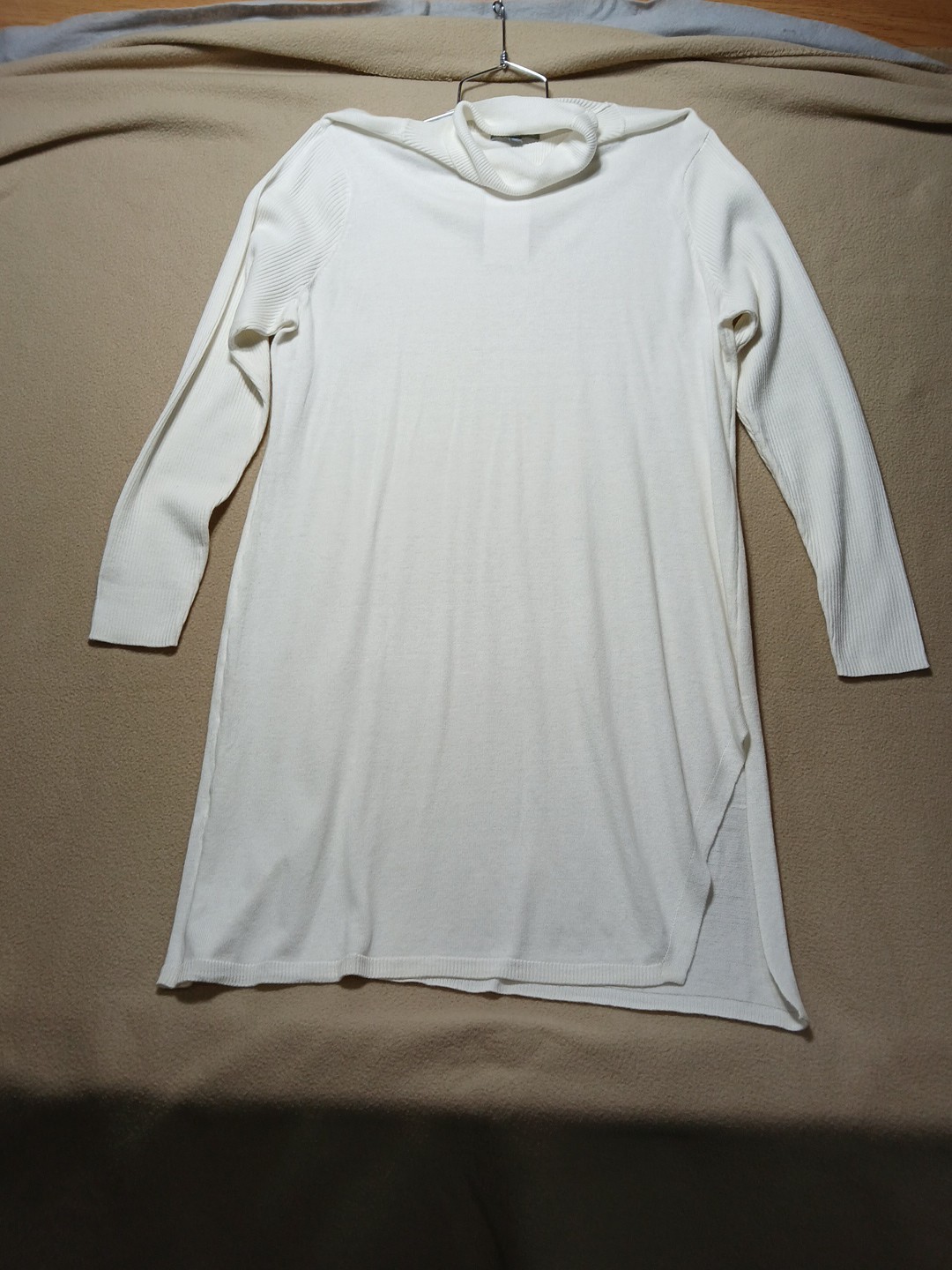 Jessica London Ribbed Turtleneck Long Sleeve Sweater Knit Bodycon Ivory Size M