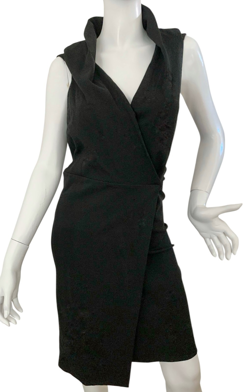 {ANN TAYLOR } Dress Black Asymmetrical Overlap V-Neck Lined ~10