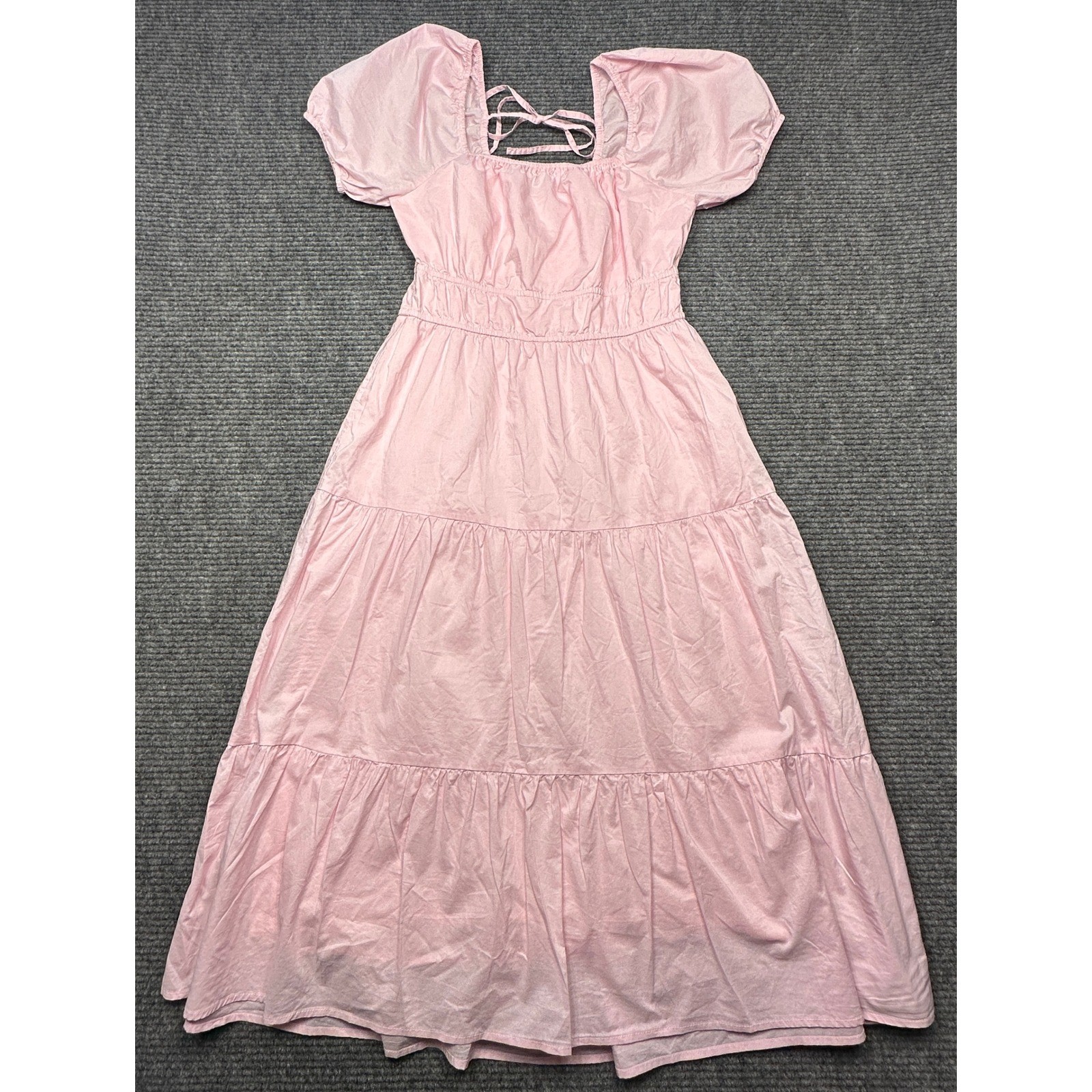 Sanctuary Maxi Dress Women Size 6 Pink Cotton Tiered Puff Sleeve CD1921CQ7