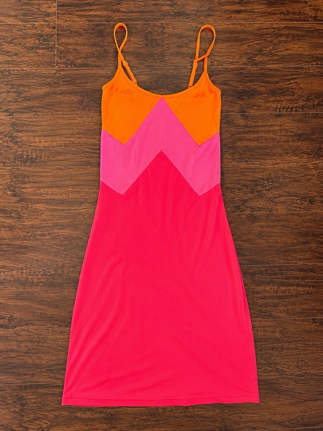 Boston Proper Colorblock Bodycon Sundress Pink Orange Sz:M