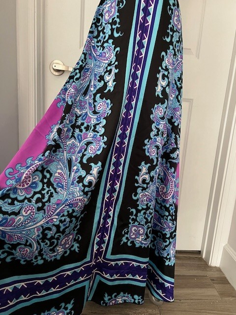 Vintage Rubbery Ducky Productions Paisley Print Scarf Maxi Dress Sz. Medium