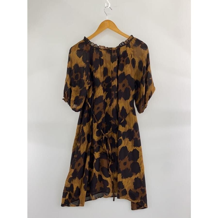 Hysteric Glamour Brown Animal Print Rayon Puff Sleeve Dress FREE Auth