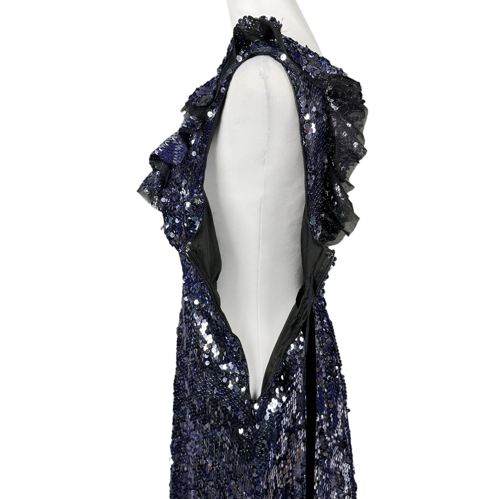 NWT $168 Free People 4 Siren Sequin Open Back Tie Waist Ruffles Dress Party