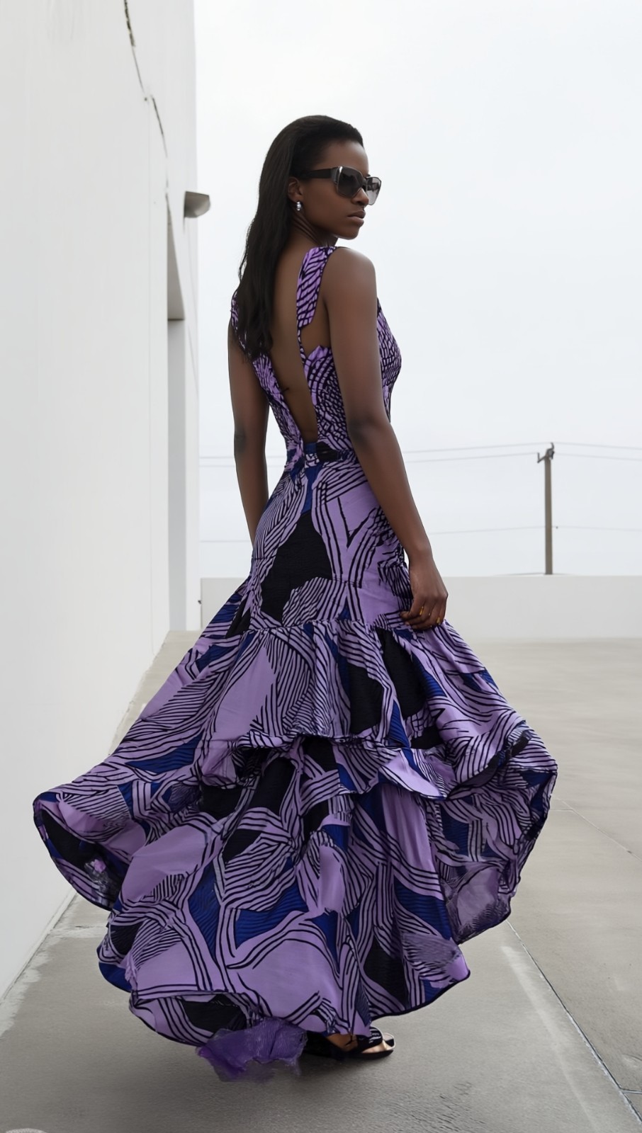 Purple Midi Dress Wmns Wax Print COTTON DRESS SIZE S- L