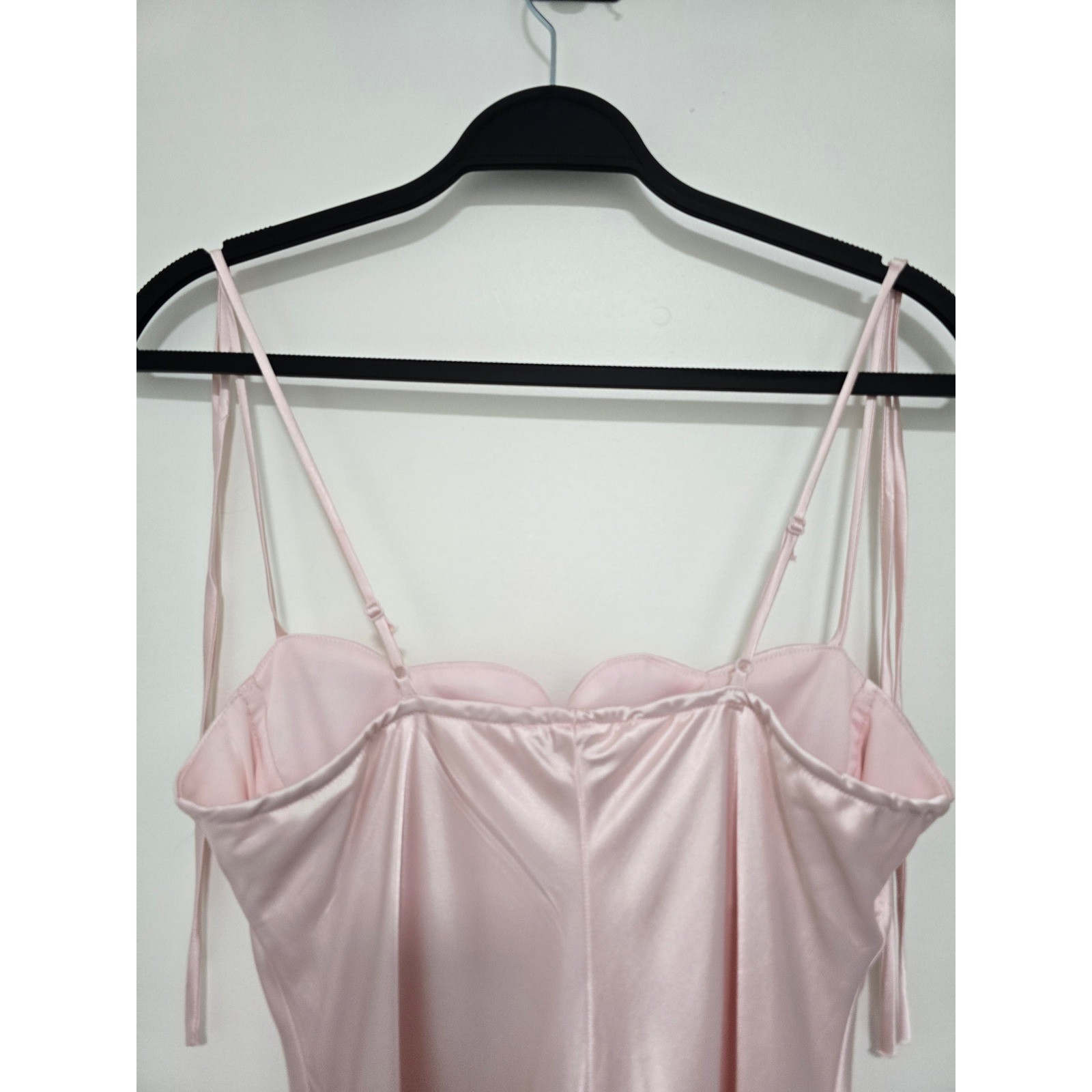 Thirty/Thirty LA Slip Dress Medium Pink Satin Bustier Maxi Tie Romantic Barbie