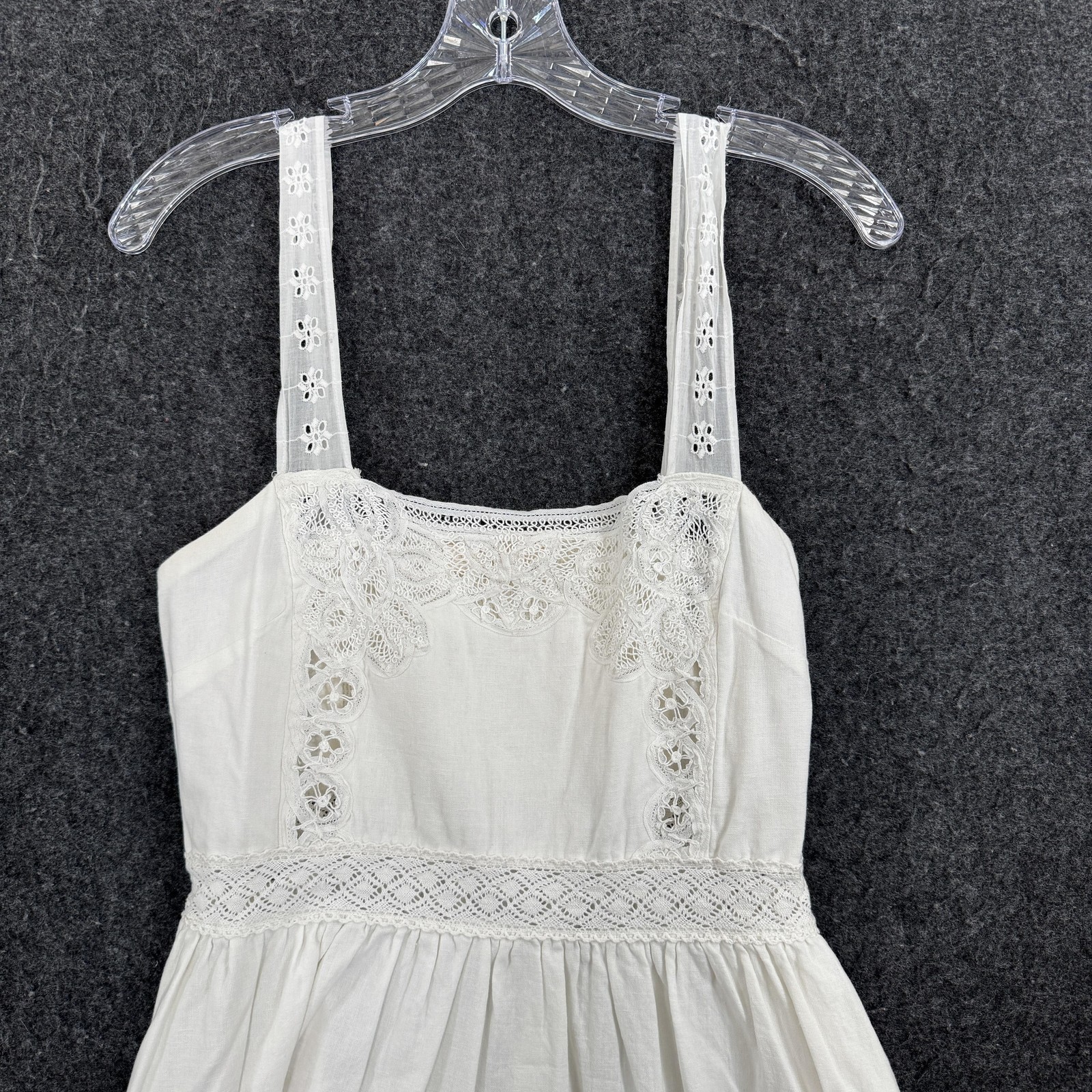 LoveShackFancy Tariah Pinafore Dress Women’s 8 White Eyelet Lace Revolve