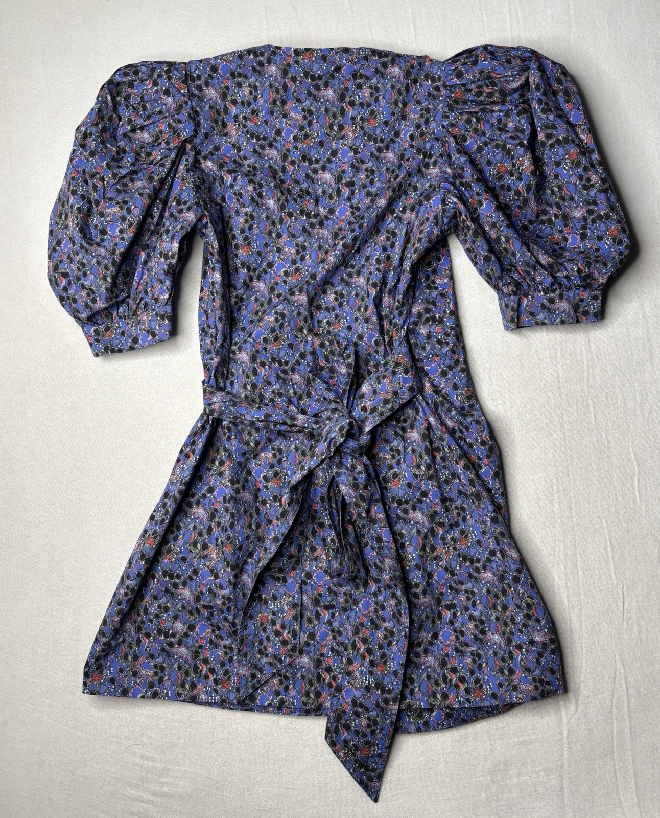 Hunter Bell The Hampton Dress In Geo Bloom Print Size XS Puff Shoulder Wrap