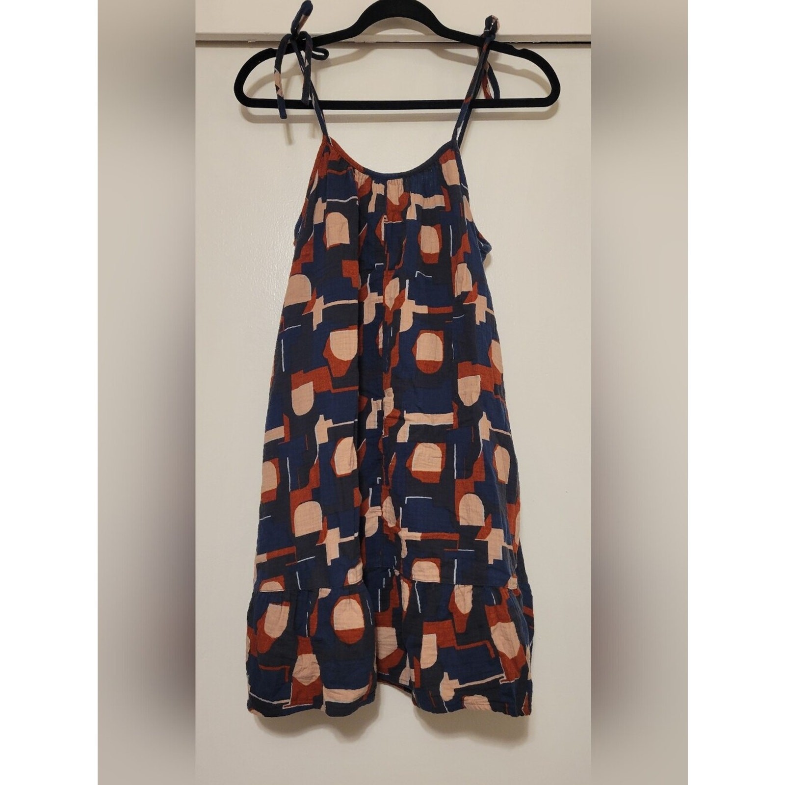 Madewell Geometric Print Tie Strap Mini Dress XXS 100% Cotton