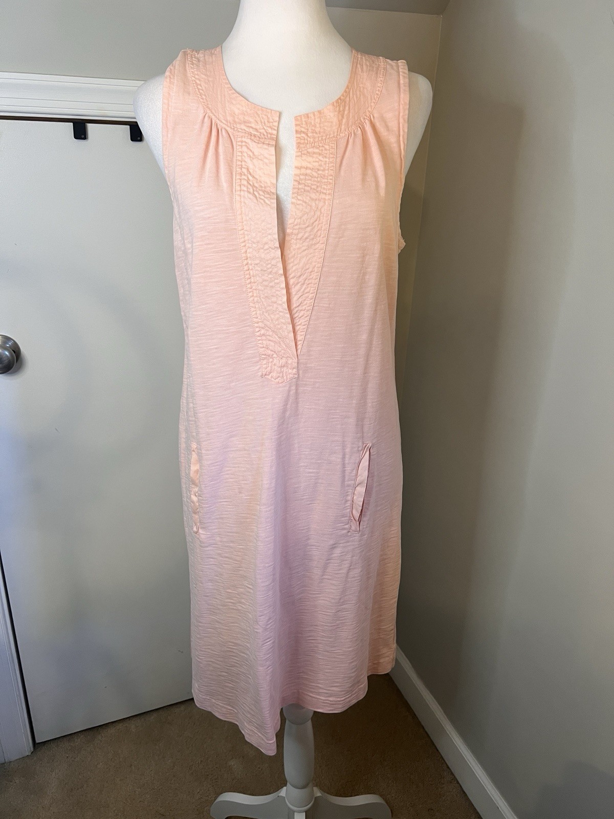 J Crew Womens Cotton Pocket T-Shirt Dress Swim Cover Pink Sleveless Tank M