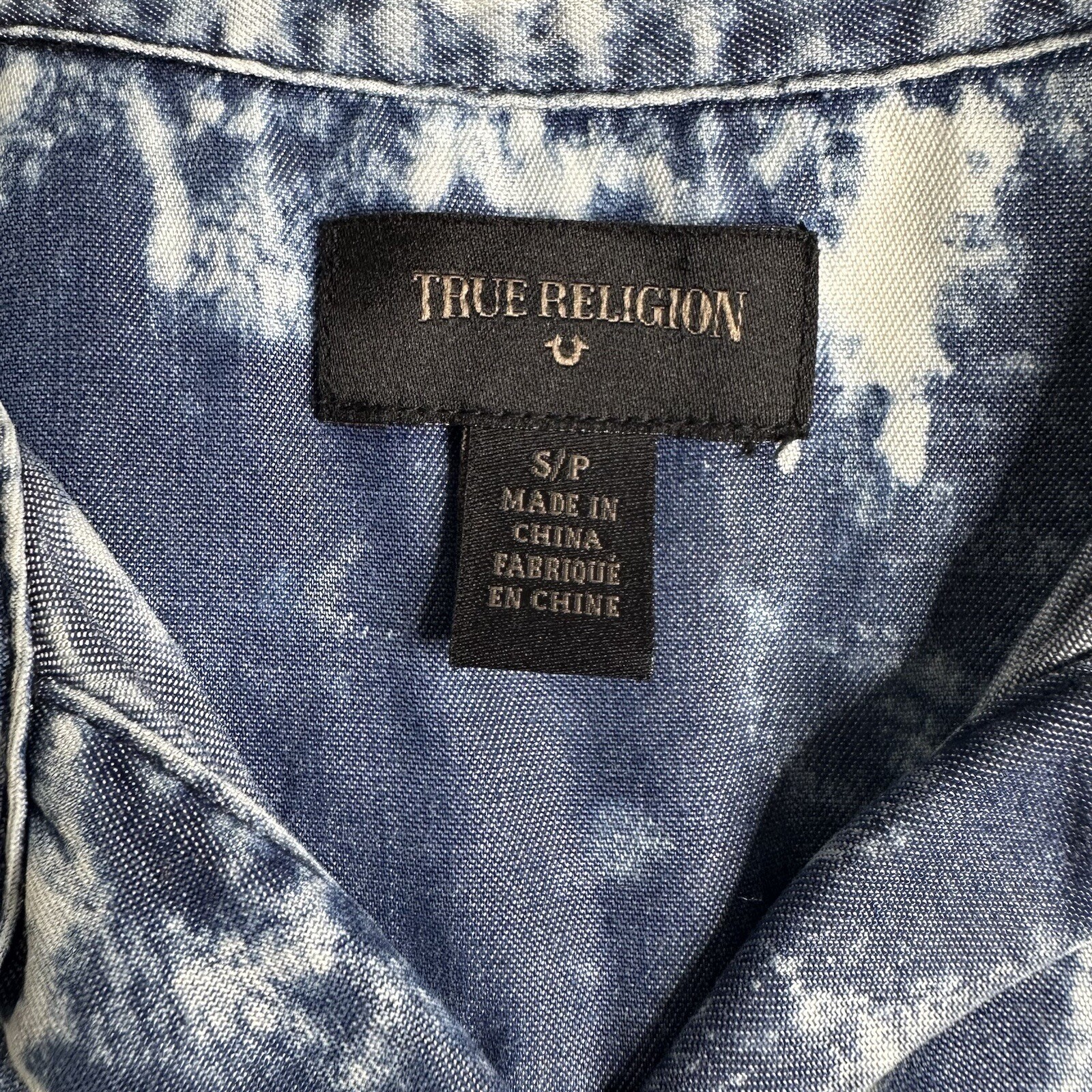 True Religion Georgia Chambray Button Down Dress Women’s Blue White Small Petite