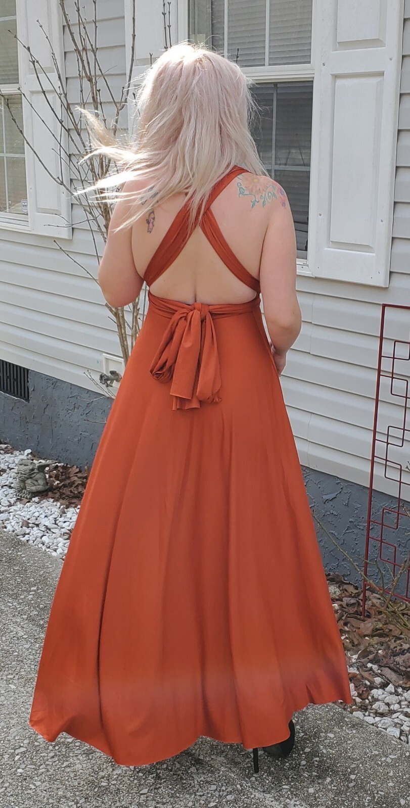 Vintage Slinky Maxi Halter Tie Can Be Multi Way Size Medium burnt orange