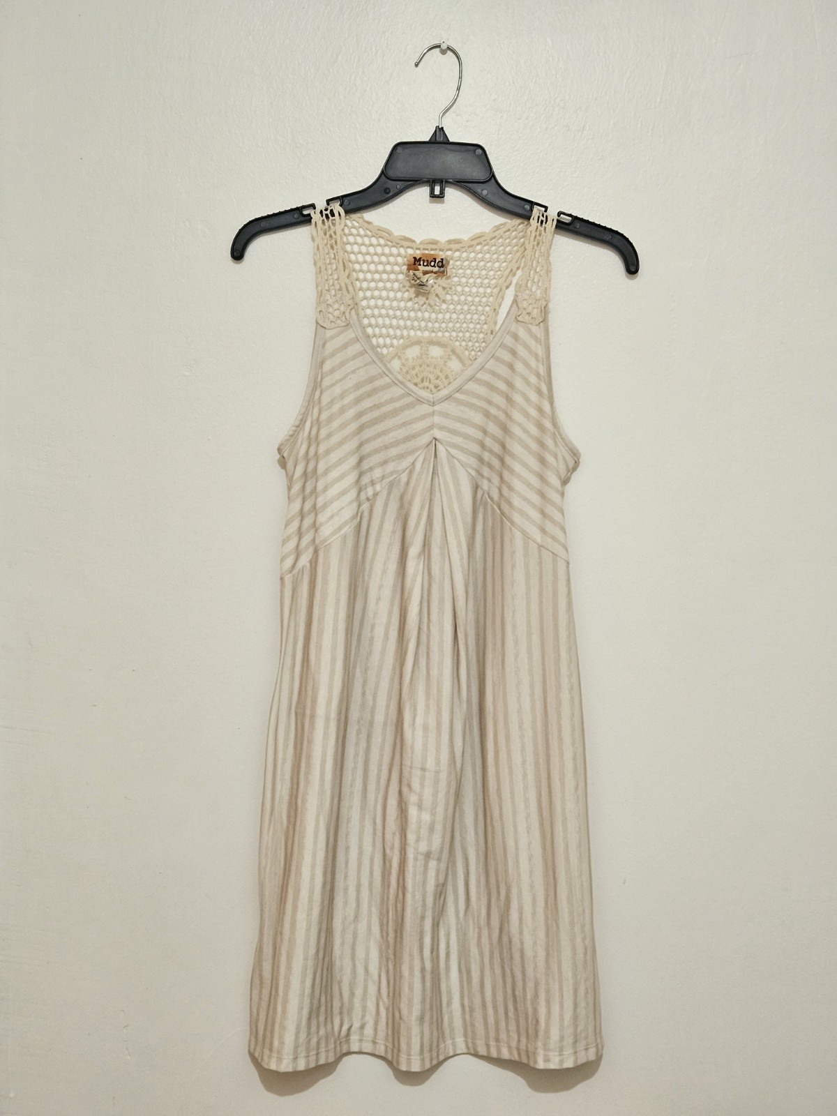 Mudd Women’s Sleeveless Boho Striped Cream Dress Size L