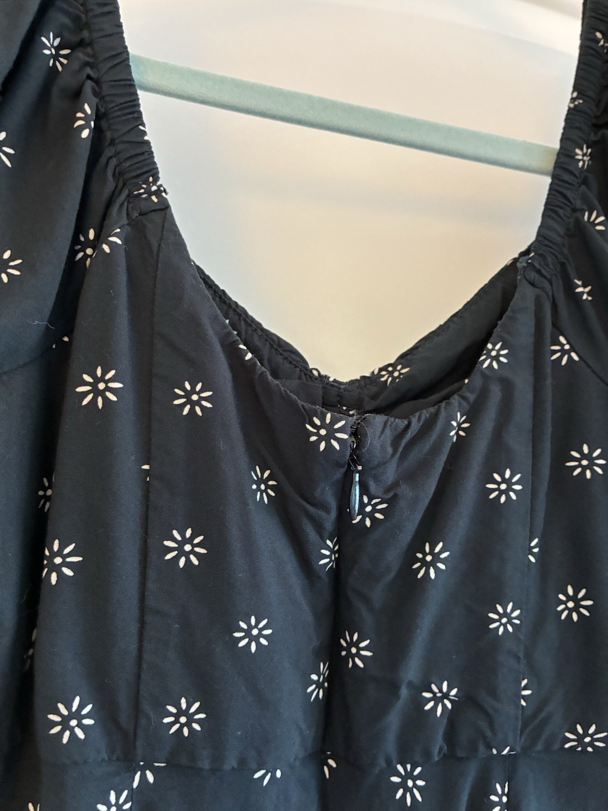 Madewell Puffed Sleeve Midi Dress Back Stardot Print sz 0 Sweetheart Neck Nice!