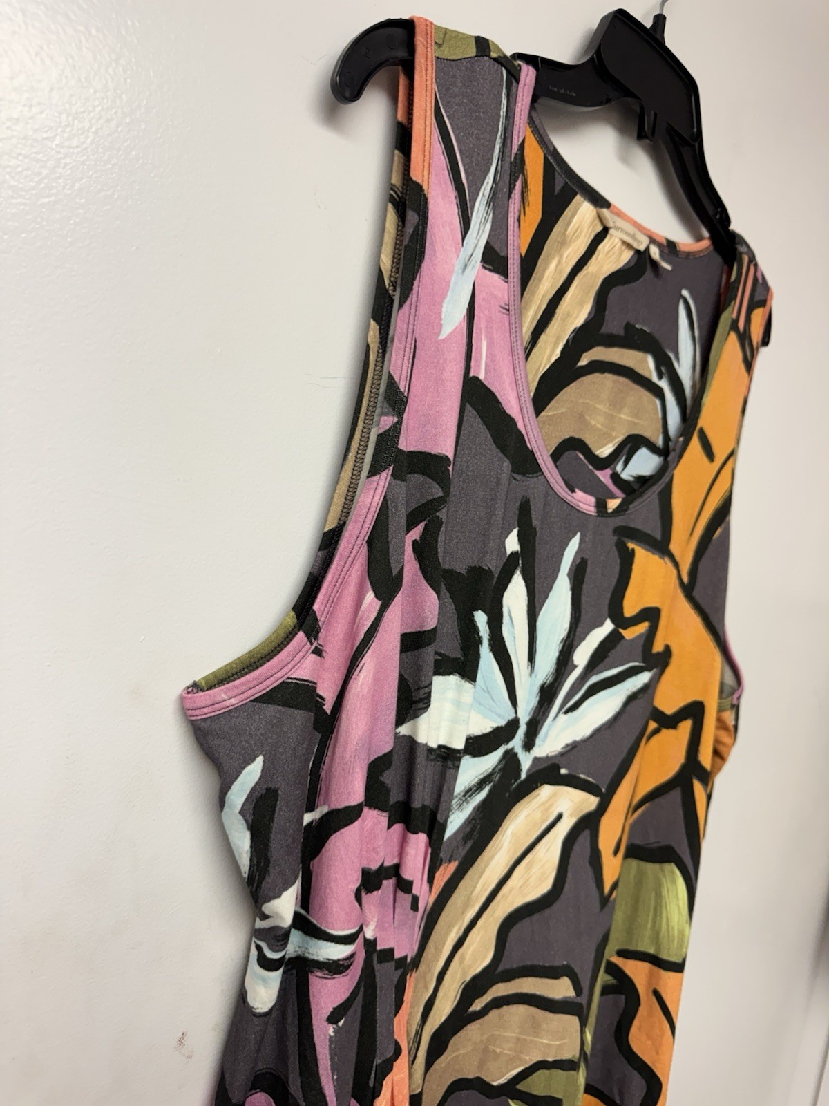 Soft Surroundings Joylyn Cinched Waist Maxi Dress 2X Tropical Palm Print Boho B2