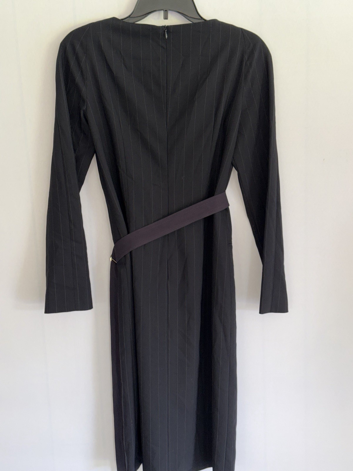 Giorgio Armani Le Collezioni Womens Size 6 Black Pinstripe Belted Dress