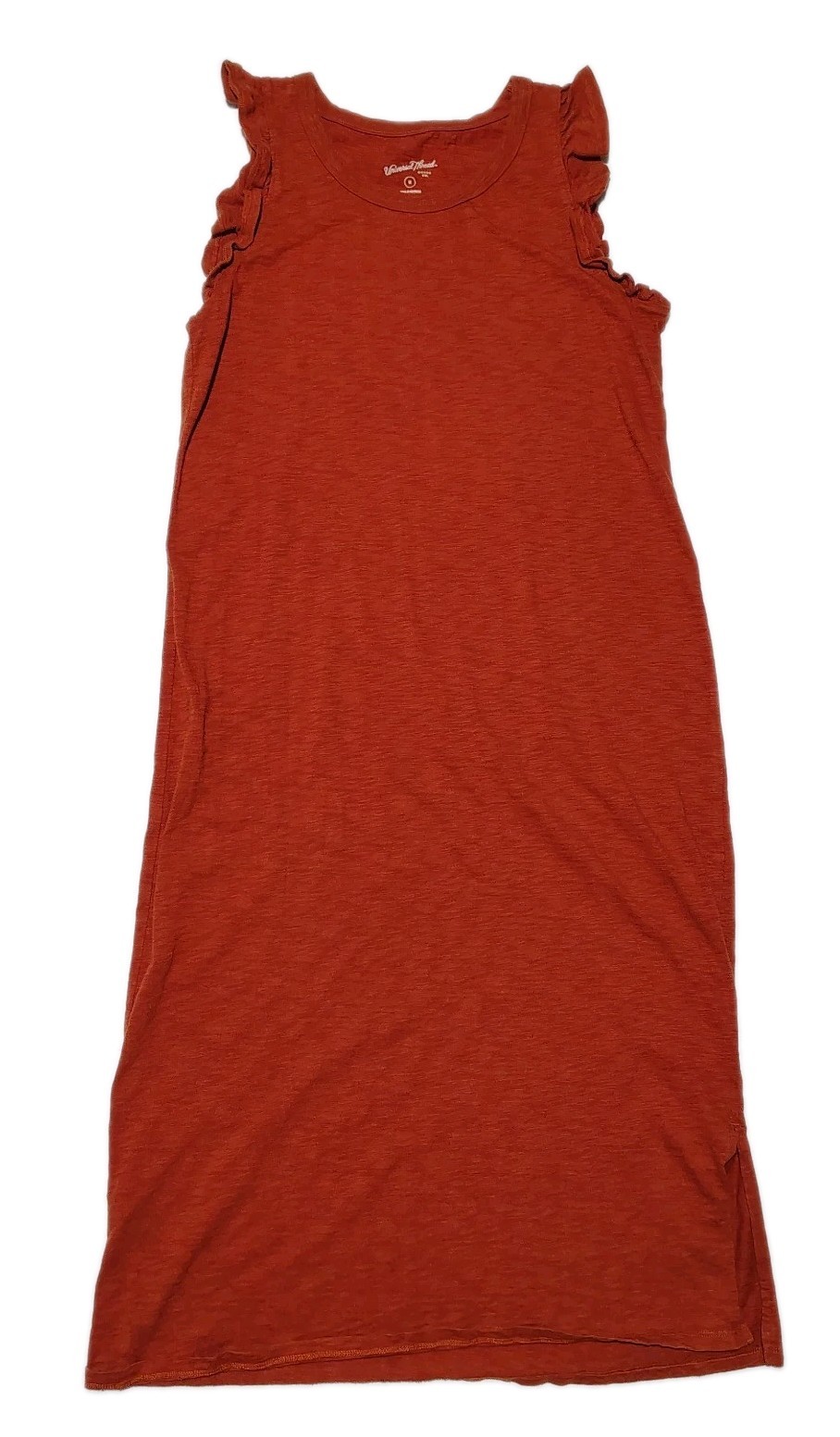 Universal Threads Women’s Dress Size Medium Ruffle Straps Burnt Orange Stretch