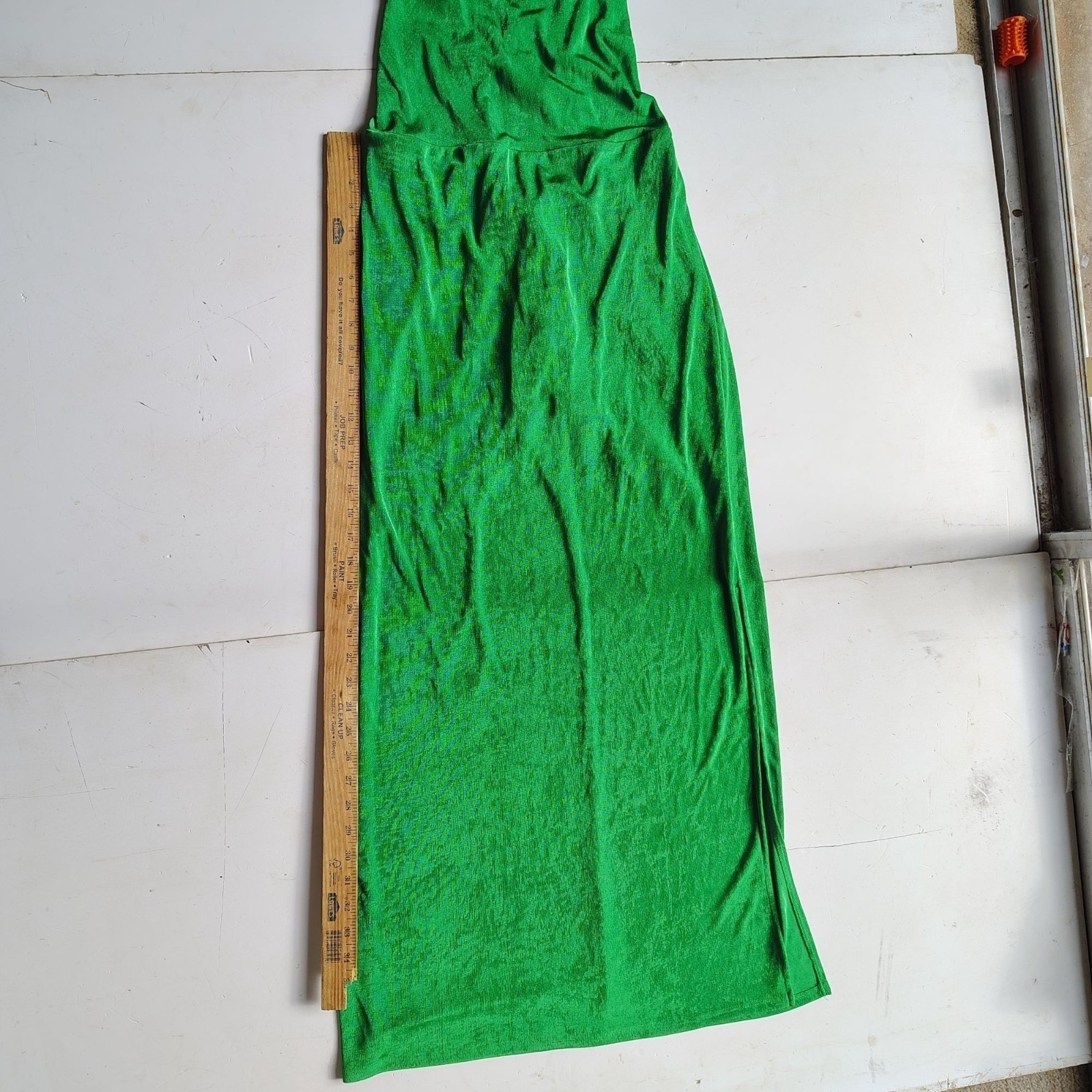 Wild Fable Emerald Satin Lace Up Back Midi Dress Side Slit Women’s Large