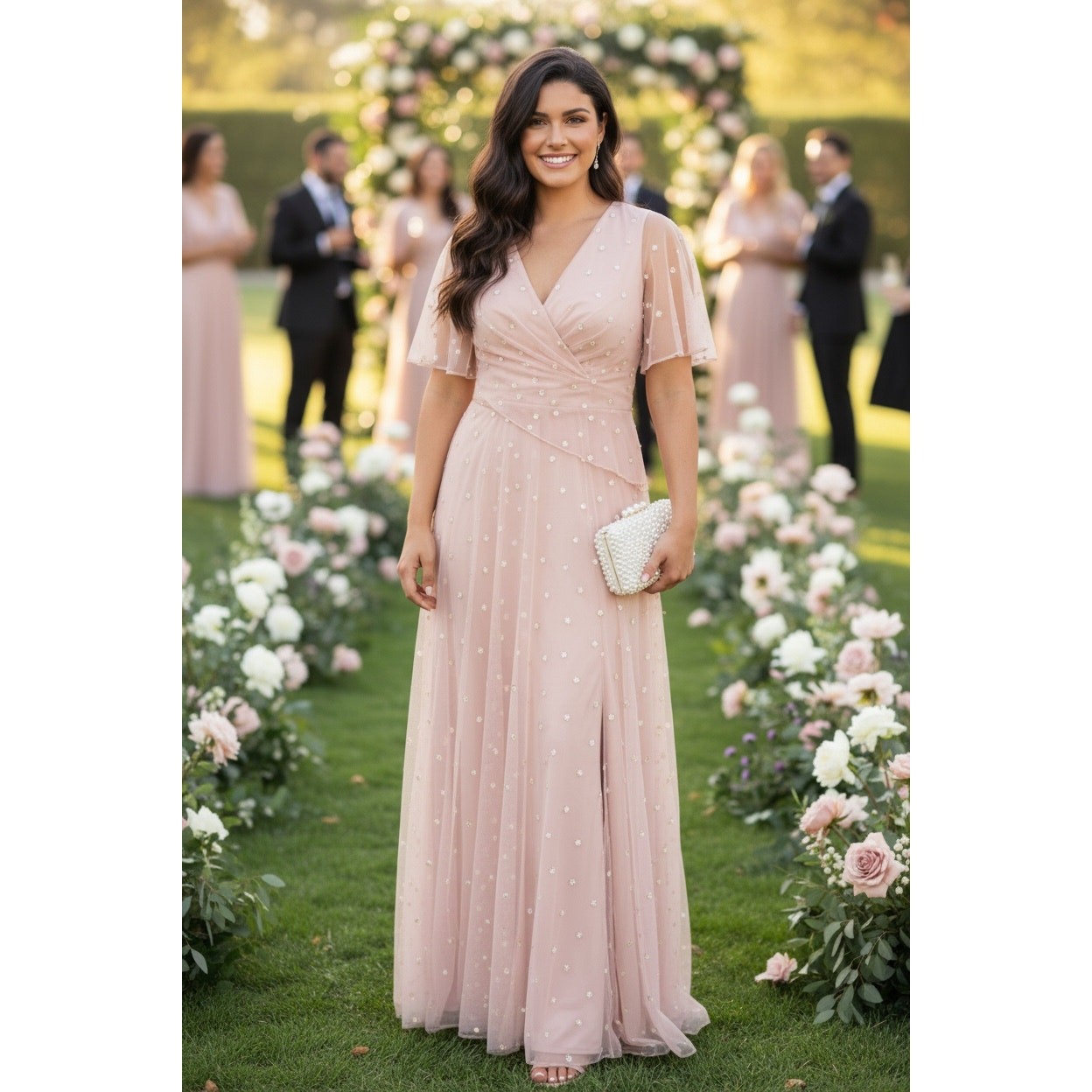 ADRIANNA PAPELL DRESS 4 GOWN PINK FORMAL EVENING WEDDING GUEST BRIDESMAID