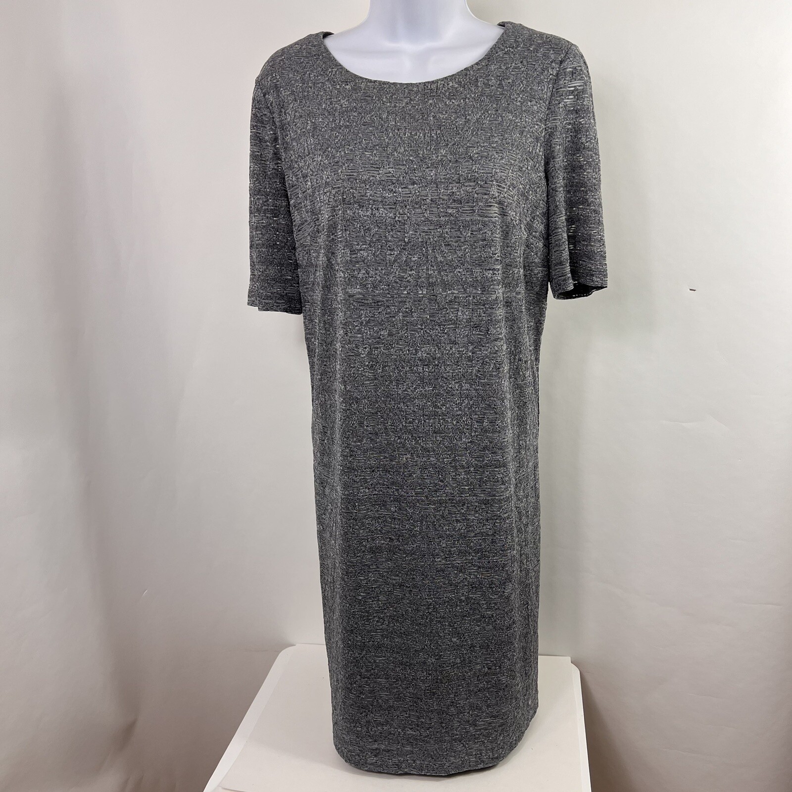 London Style Collection Dress Women’s Petites LP Short Sleeve Knee Length Gray
