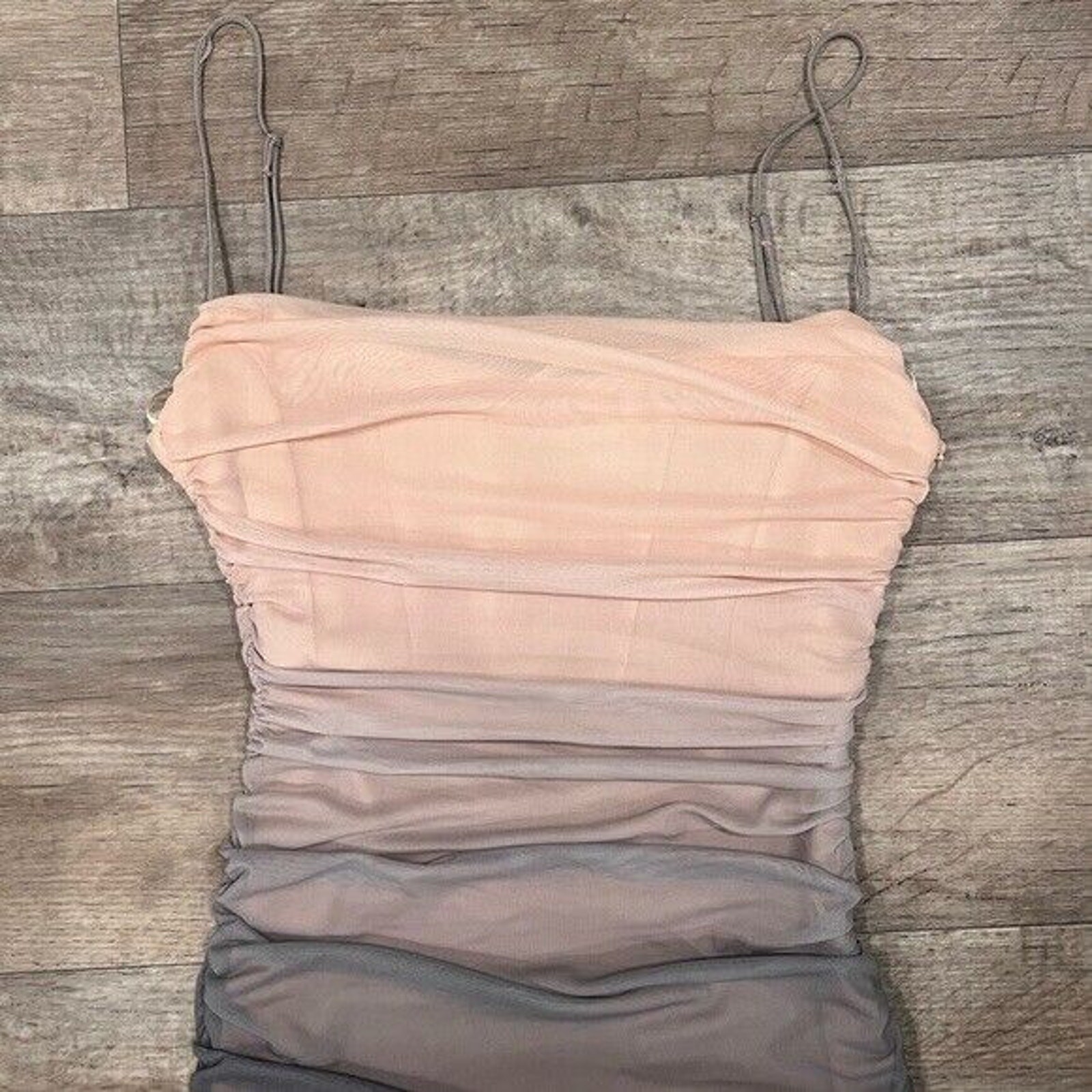 Zara NWT Ombre Gradient Ruched Mesh Midi Dress L
