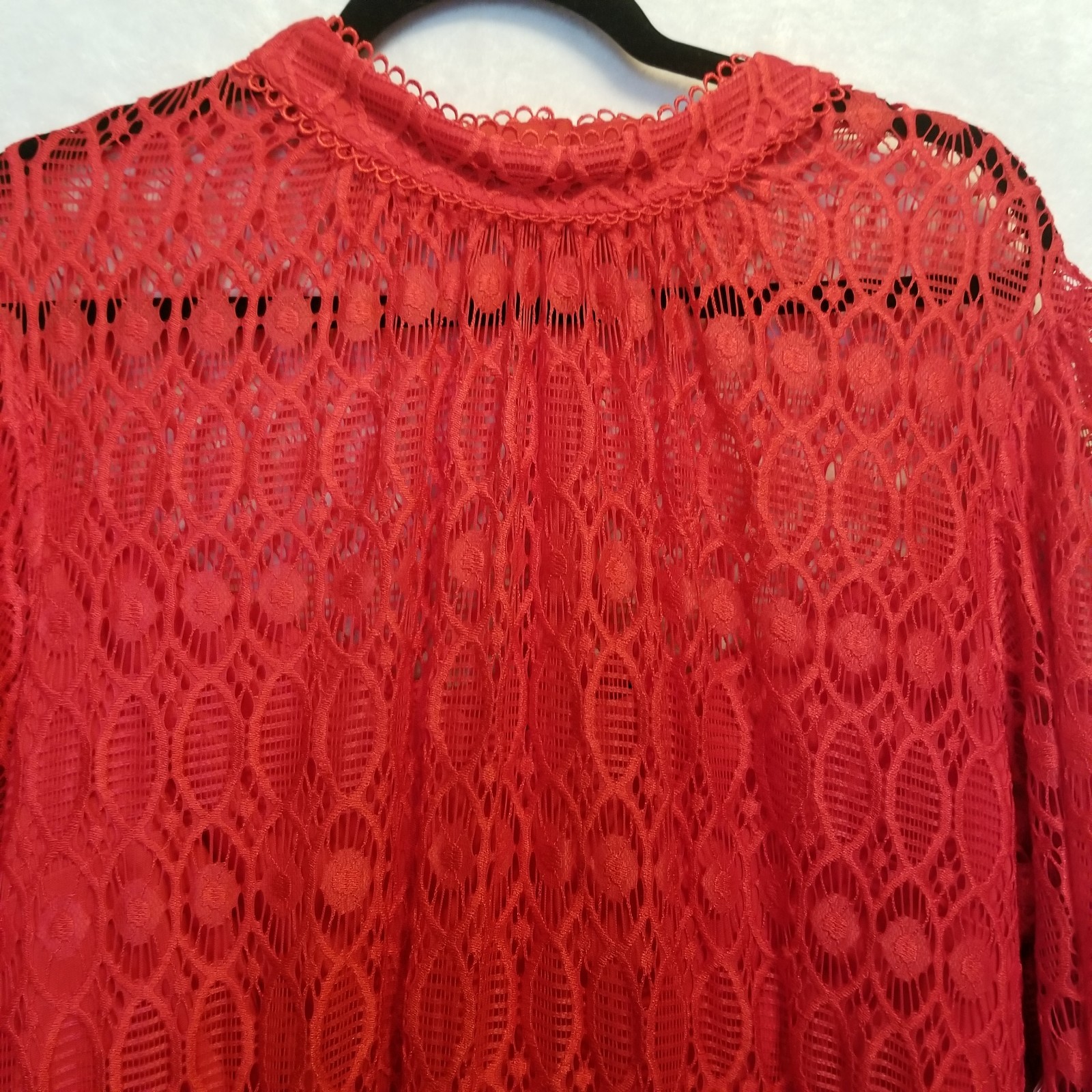 Lane Bryant 22 Dress Red Lace Lined Elastic Waist Holiday Classic Whimsy Classic