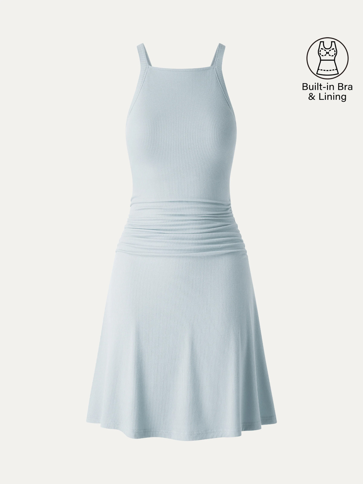 OGL – CoolTouch Square Neck Ruched Mini Bra Dress – Hot – Freeship
