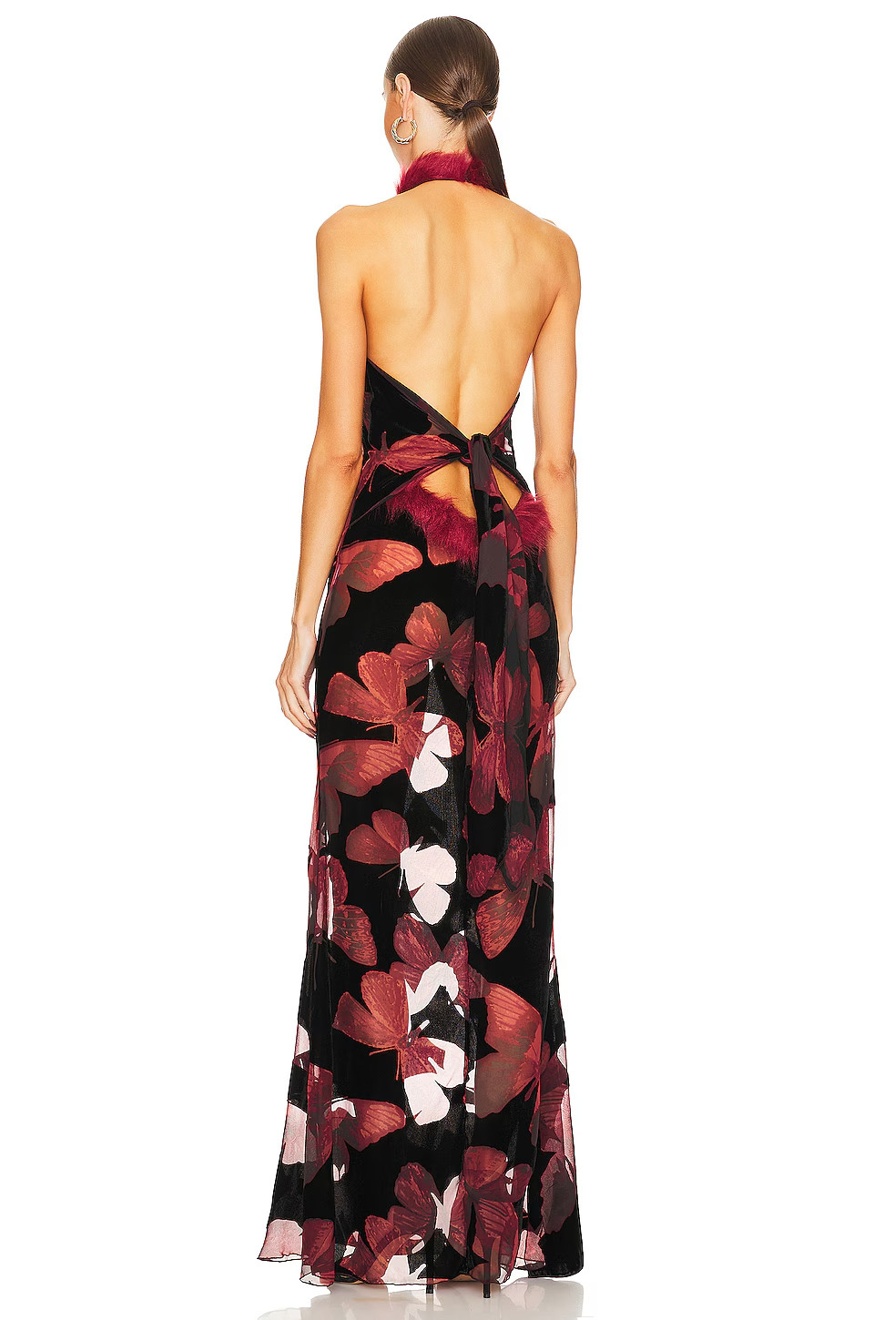 Kim Shui Butterfly Velvet Gown in Multi Silk Red Black S NWOT $625