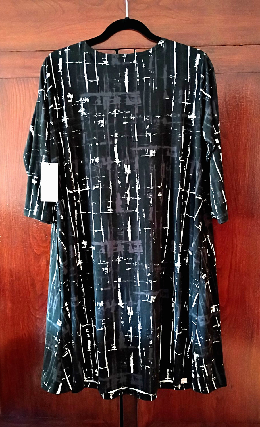 NWT Sympli 14 Trapeze Dress Drifting Lines Black