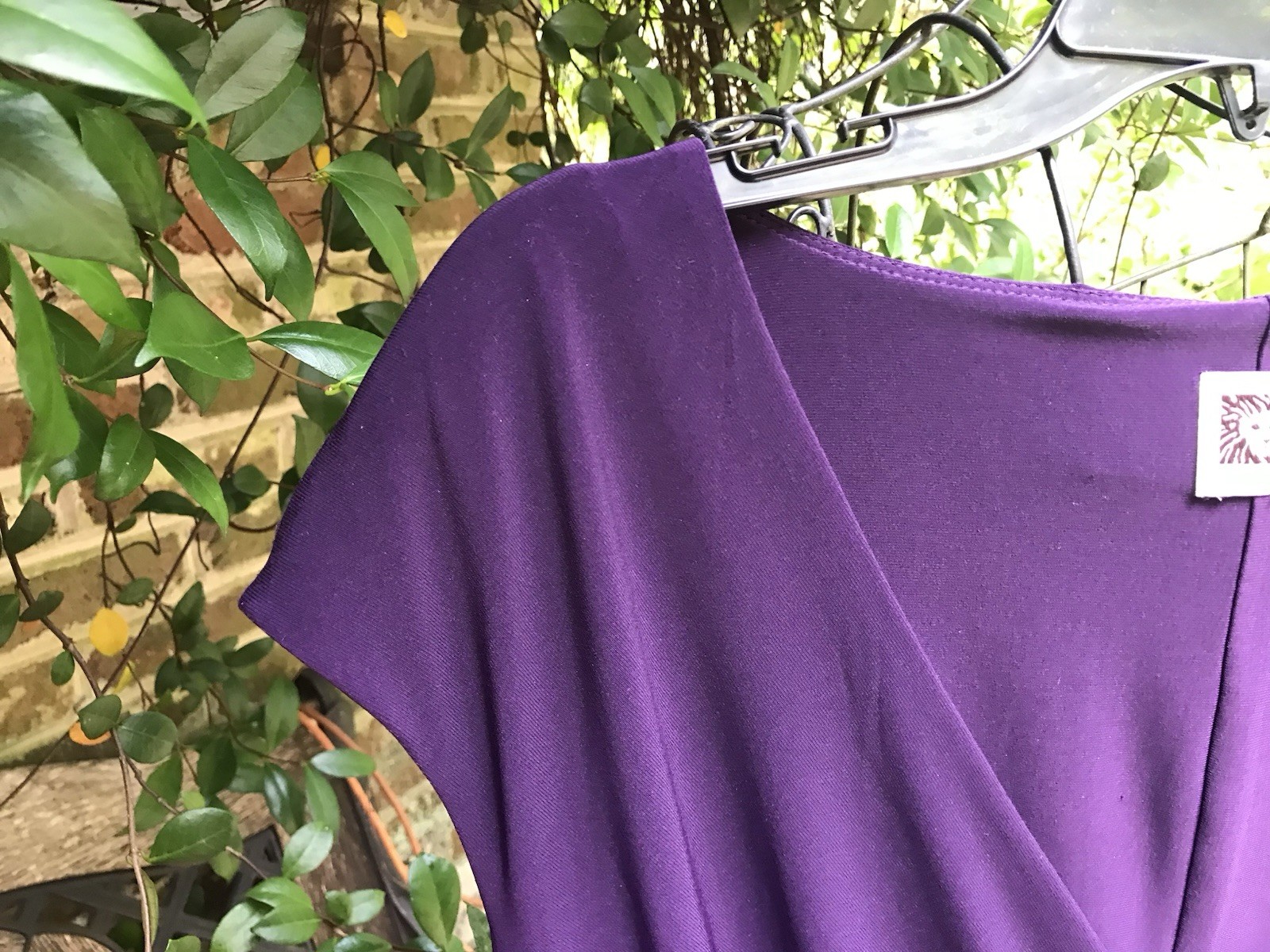 Anne Klein- EGGPLANT PURPLE POLYKNIT MIDI WRAP DRESS- Size XL/1X?- EUC