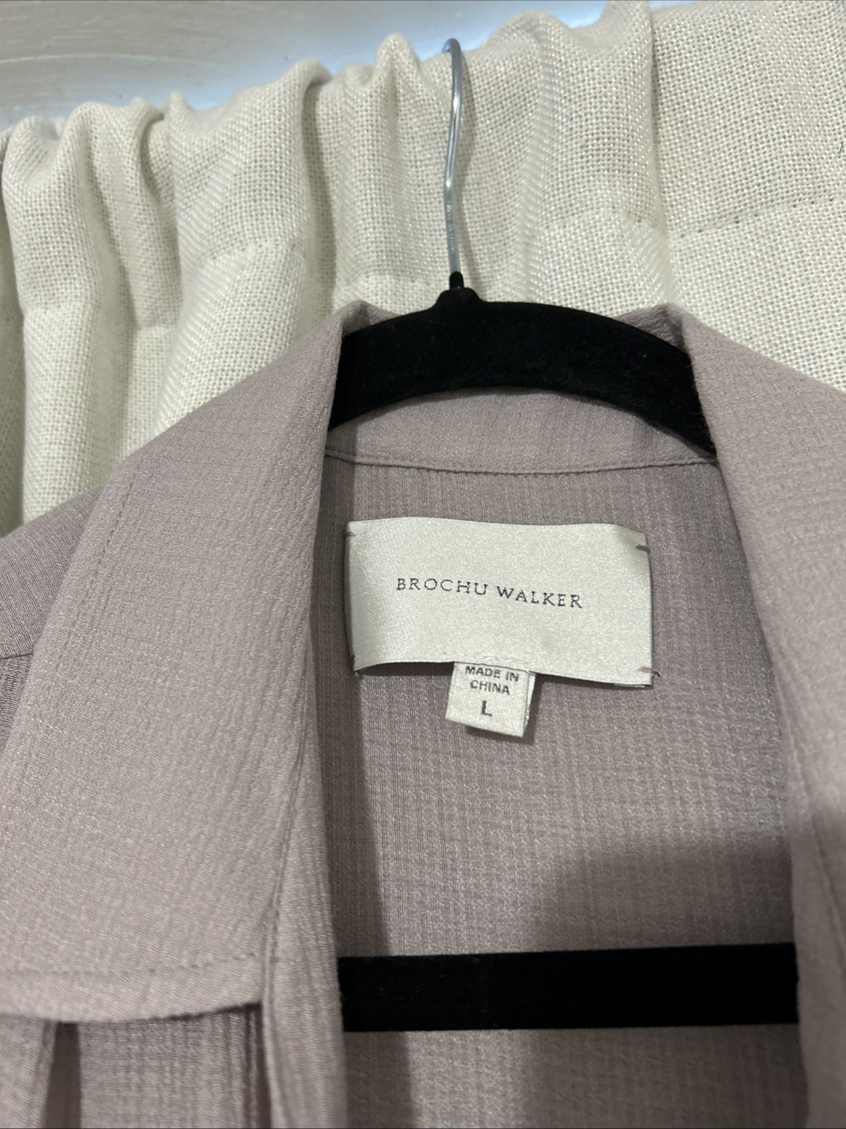 Brochu Walker Madsen Button-Down Shirt Dress Long Sleeve Grey Size Large