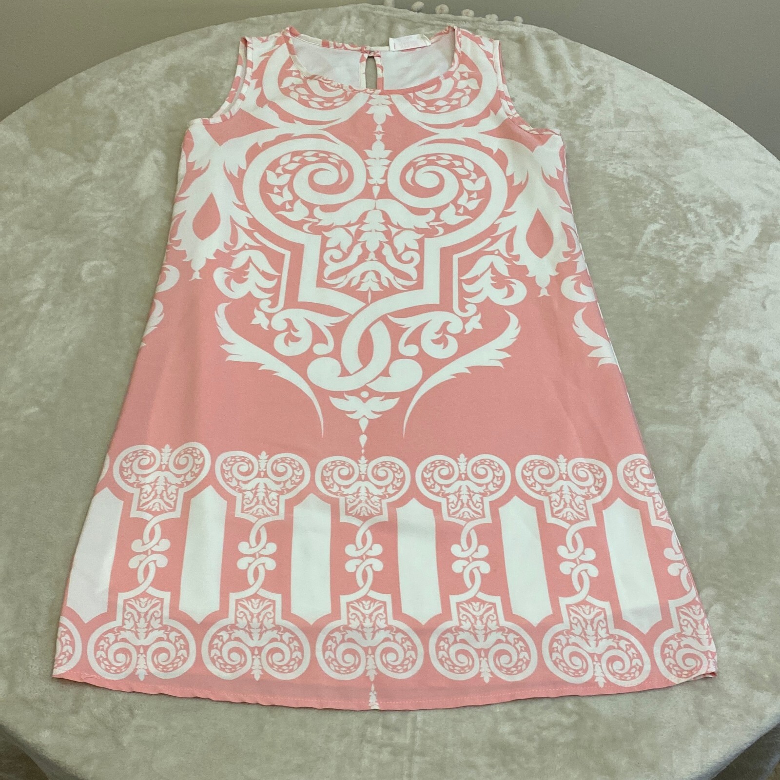 Peach Love Womens Pink Geometric 100% Polyester Sleeveless Shift Dress Size S