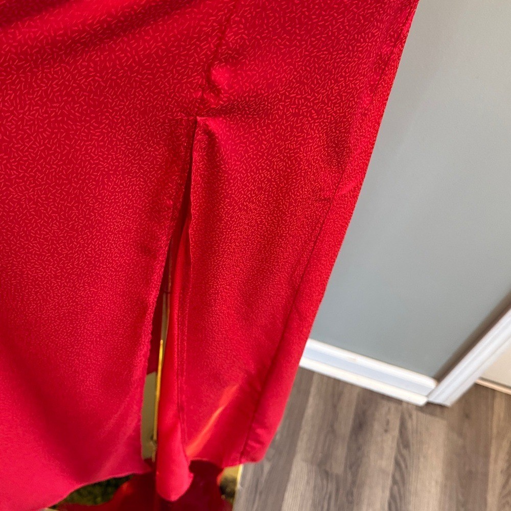 Renata Red Print Satin Dress