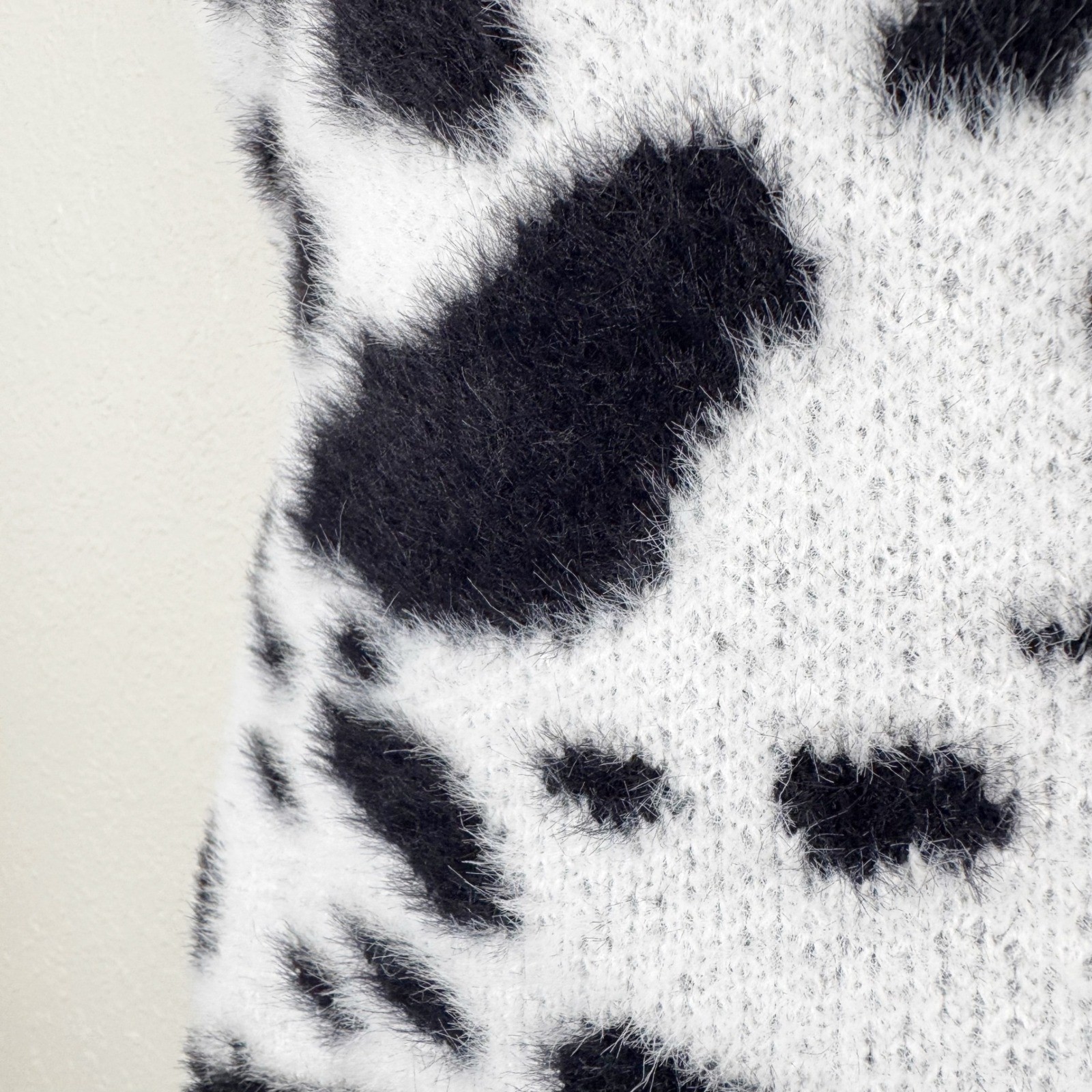 LA Hearts Cow Print Fuzzy Knit Mini Dress Black White Small Sleeveless Bodycon S