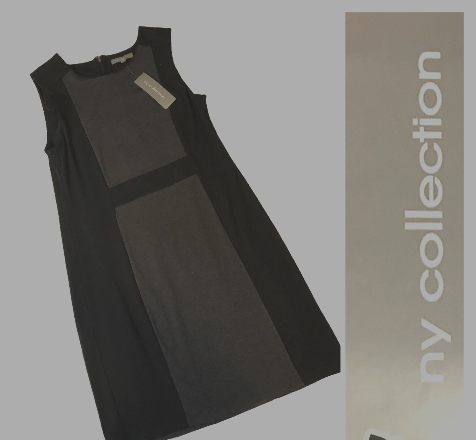 NY Collection NEW Women’s Size: LARGE Black & Gray Color Block – Zipper NWT