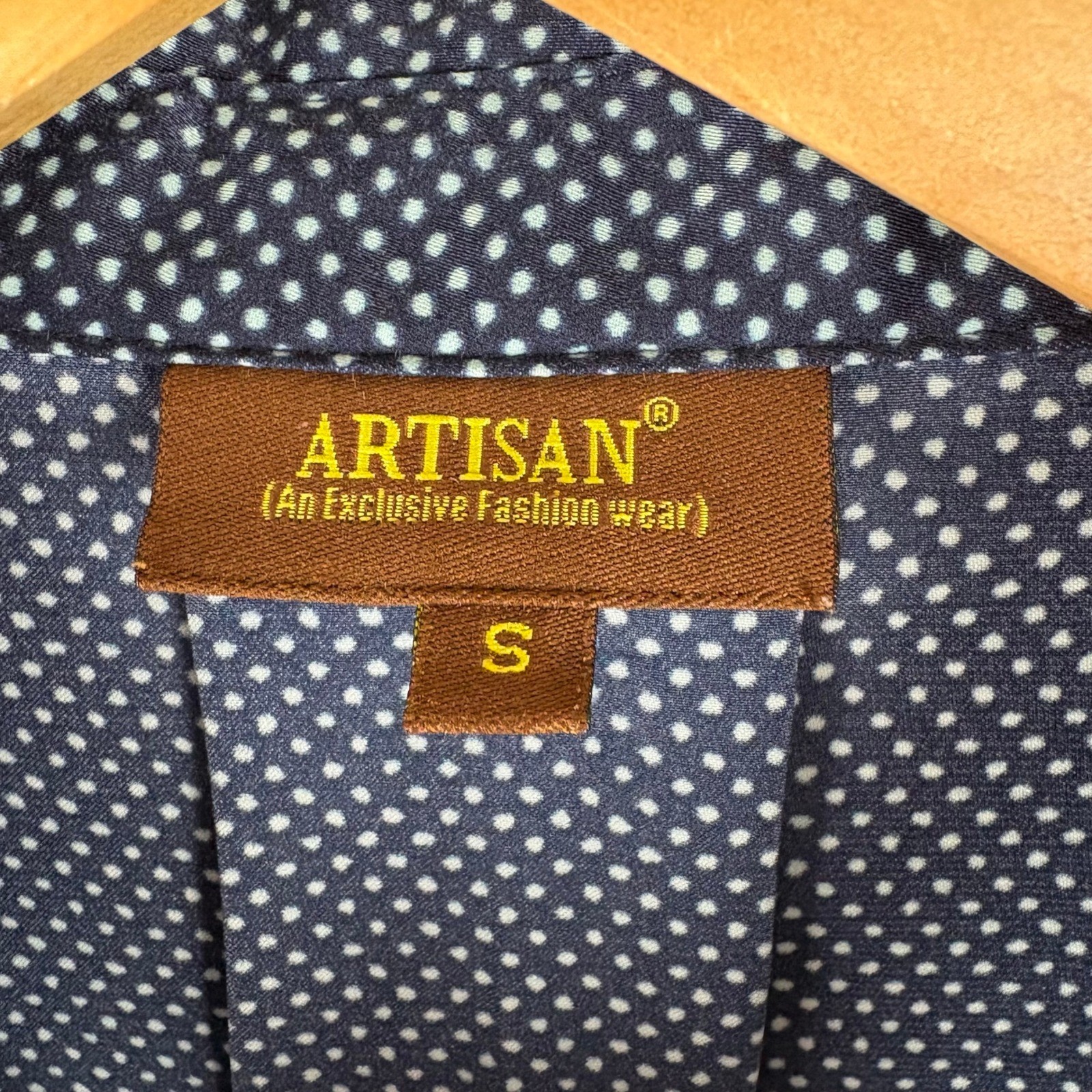 Artisan Embroidered Polka Dot Faux Shirt Dress Small Folk Art Cottagecore